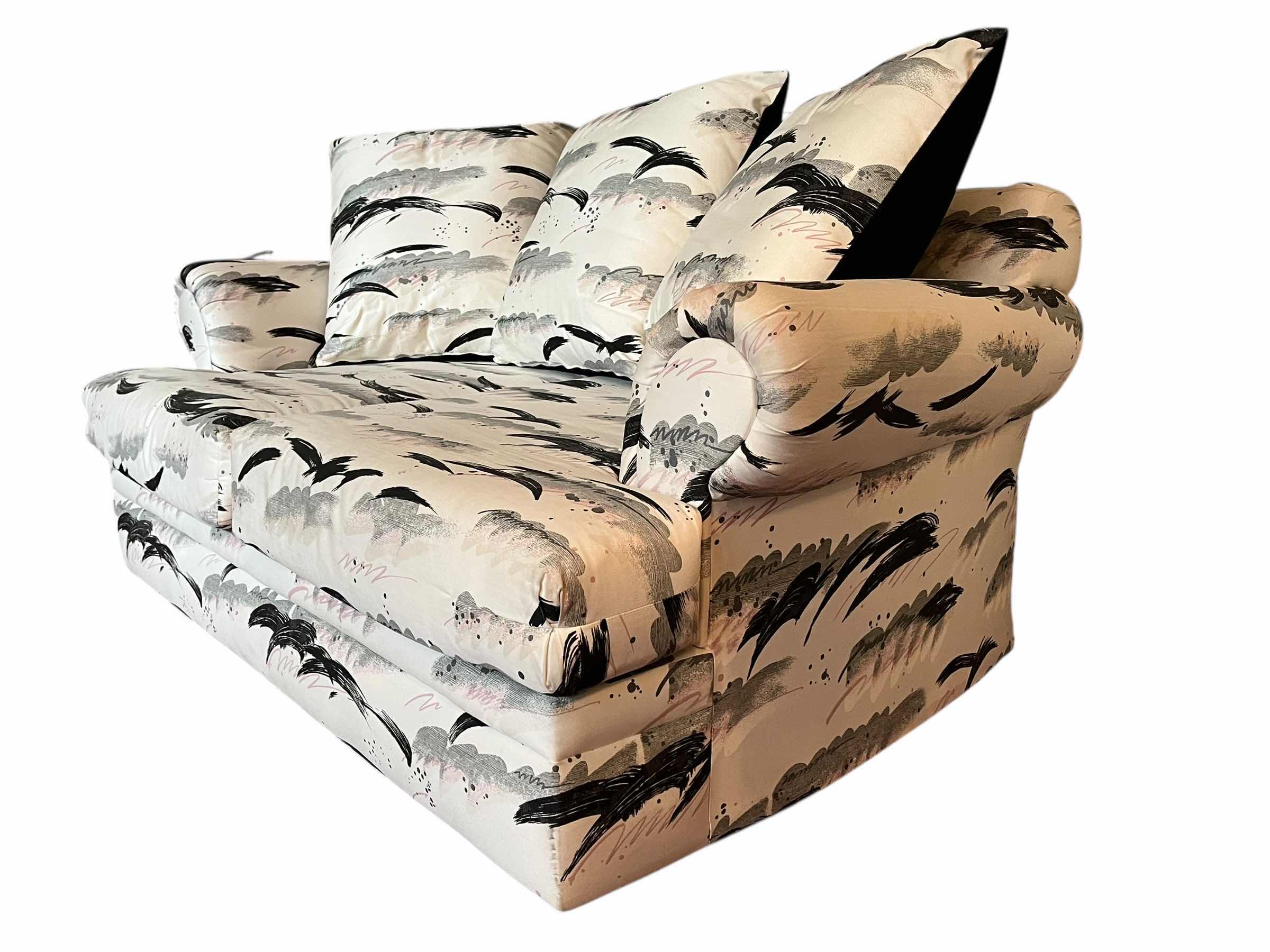 Photo 1 of GRAPHIC ABSTRACT PATTERN UPHOLSTERED CUSTOM LOVESEAT 66” X 38” H28”