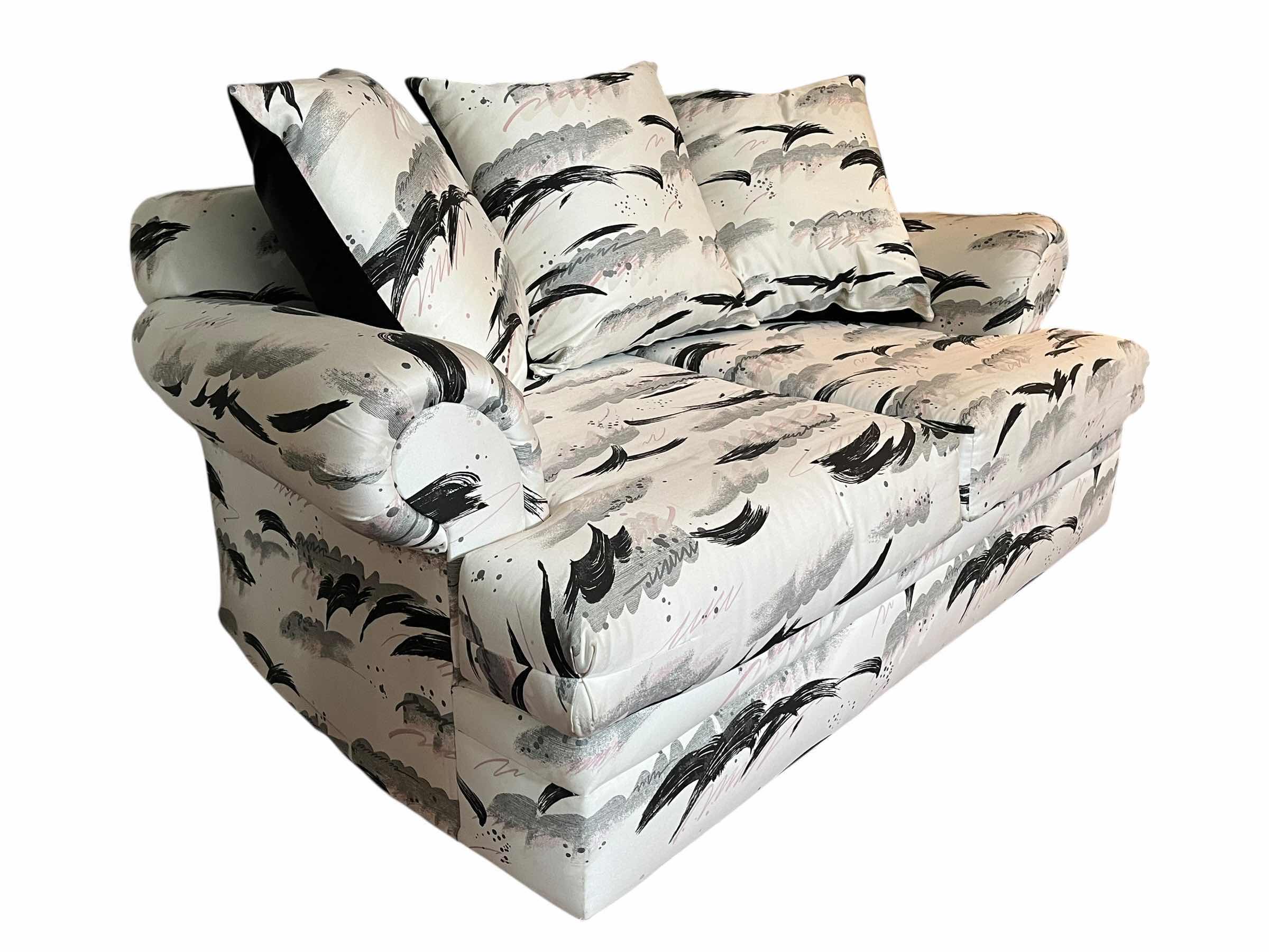 Photo 1 of GRAPHIC ABSTRACT PATTERN UPHOLSTERED CUSTOM LOVESEAT 66” X 38” H28”