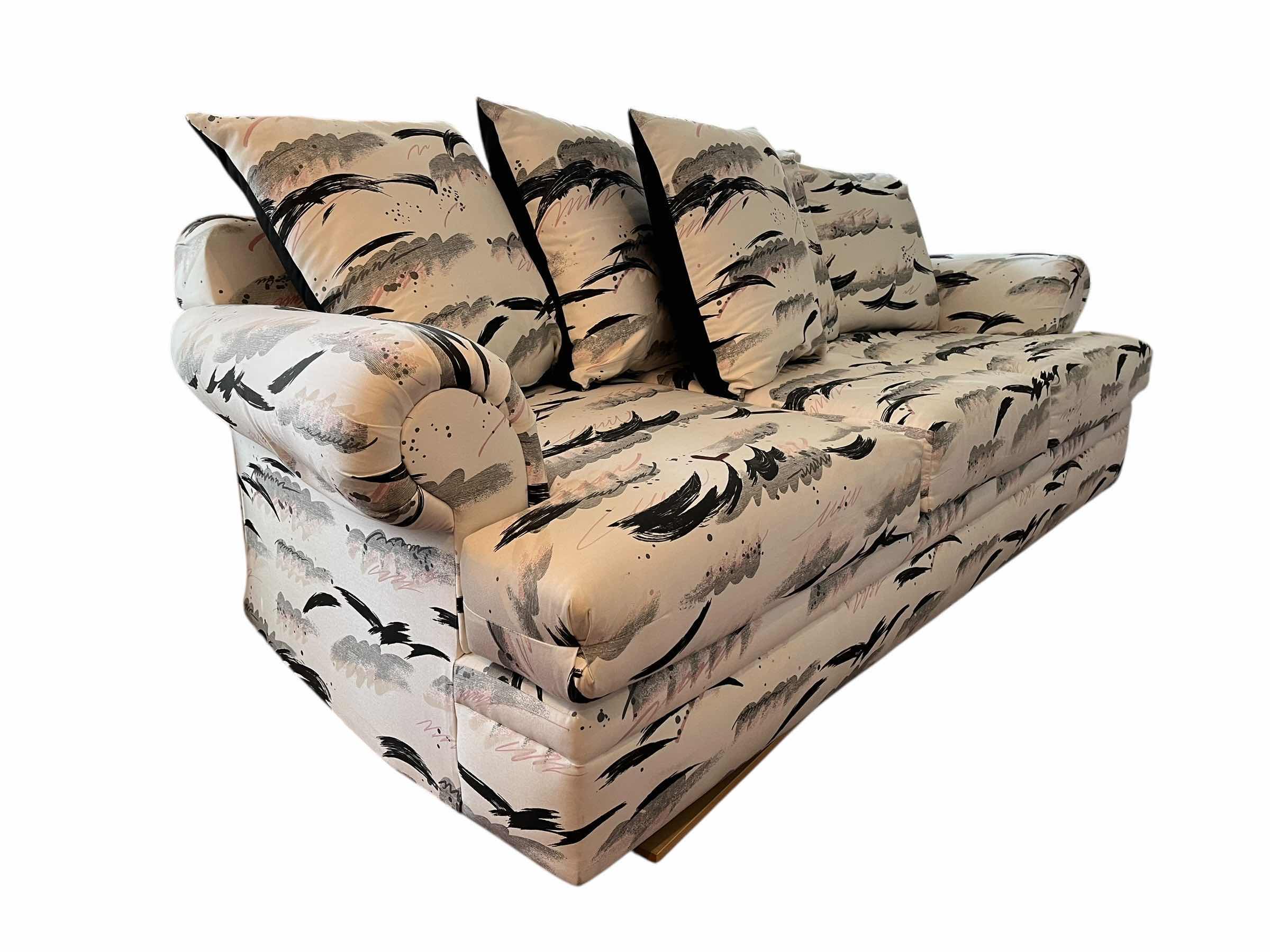 Photo 1 of GRAPHIC ABSTRACT PATTERN CUSTOM UPHOLSTERED SOFA 91” X 38” H28” (READ NOTES)