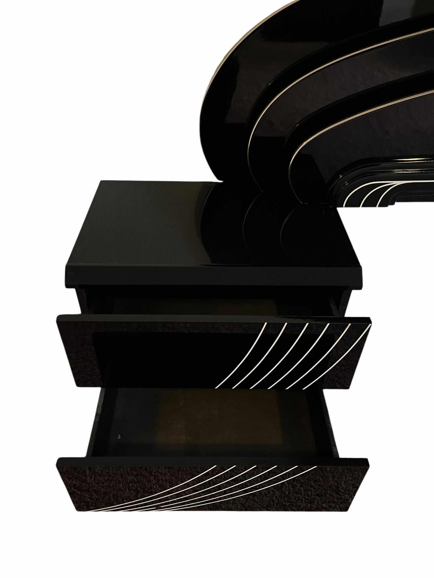 Photo 1 of ABSTRACT BLACK & WHITE LAMINATE HEADBOARD W INTEGRATED LIGHT & 2 NIGHTSTAND SET 126” X 16” H47”