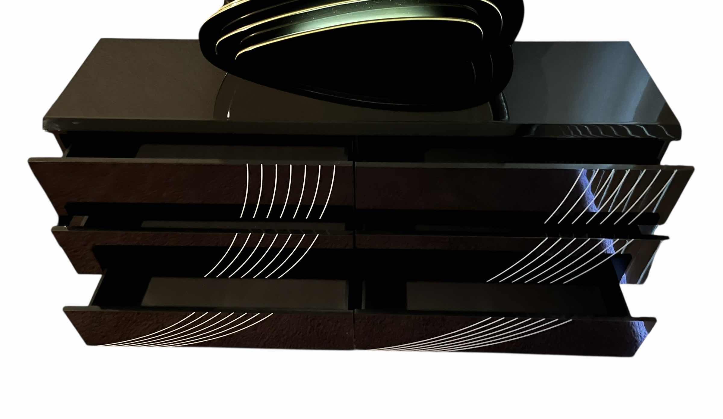 Photo 1 of ABSTRACT BLACK & WHITE LAMINATE 6 DRAWER VANITY DRESSER 71” X 19” H71”