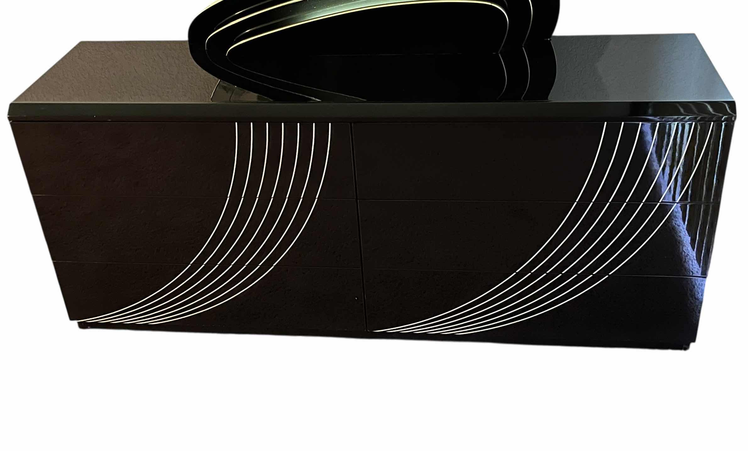 Photo 1 of ABSTRACT BLACK & WHITE LAMINATE 6 DRAWER VANITY DRESSER 71” X 19” H71”