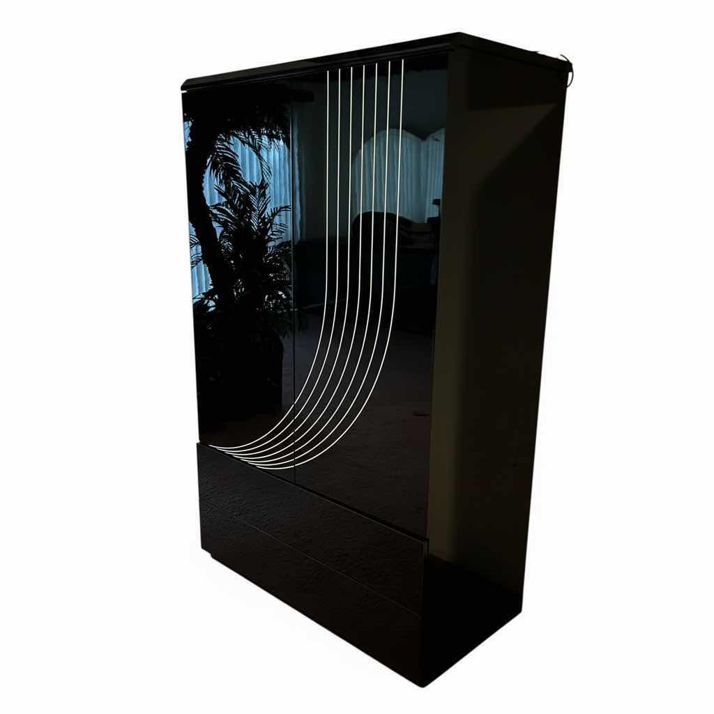 Photo 1 of ABSTRACT BLACK & WHITE LAMINATE 2 DRAWER MEDIA CABINET 40.5” X 22” H66”