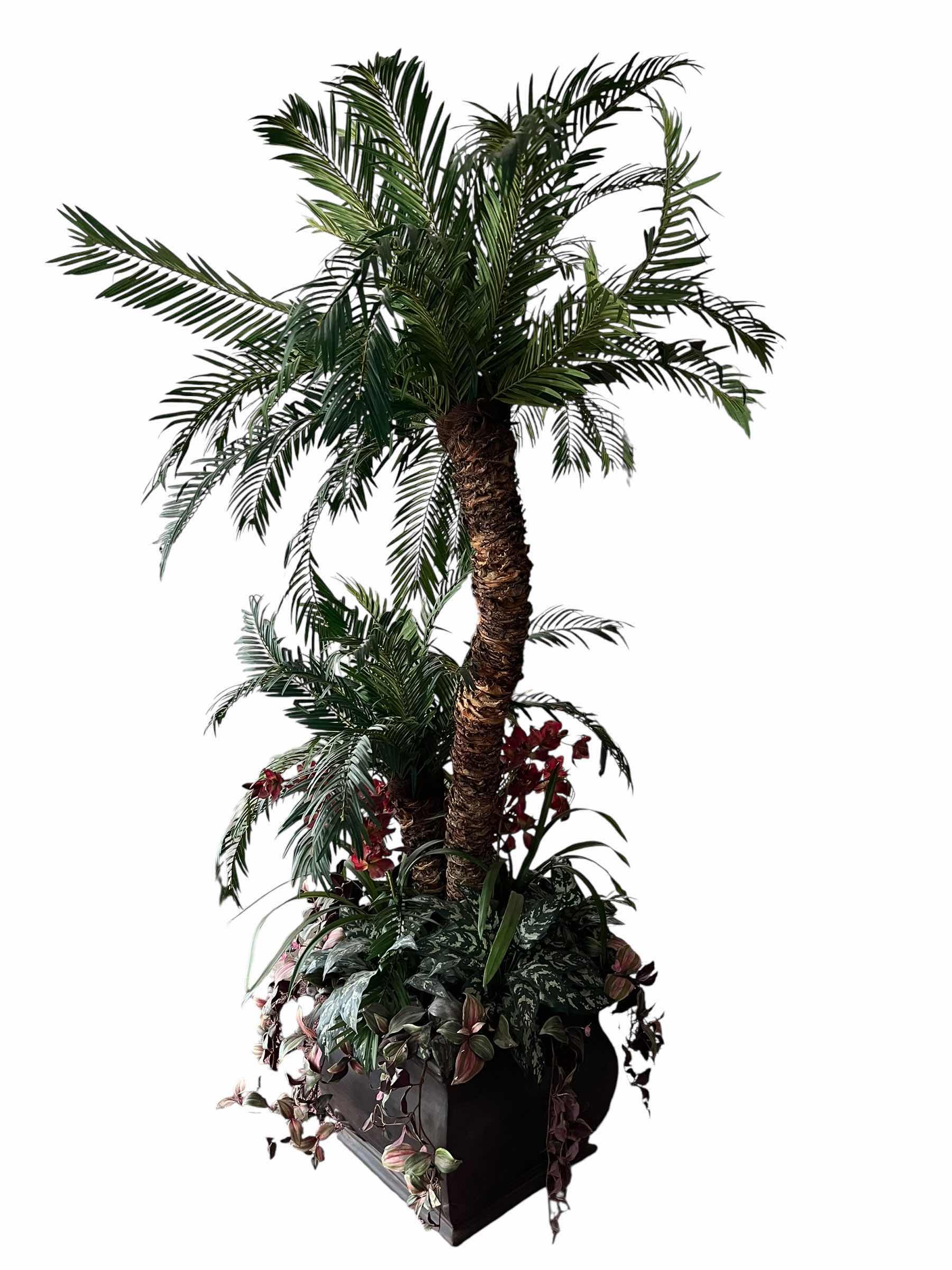 Photo 1 of INDOOR 8’ PALM TREE W KAS EARLY CENTURY STYLE RESIN PLANTER POT 45” X 96”