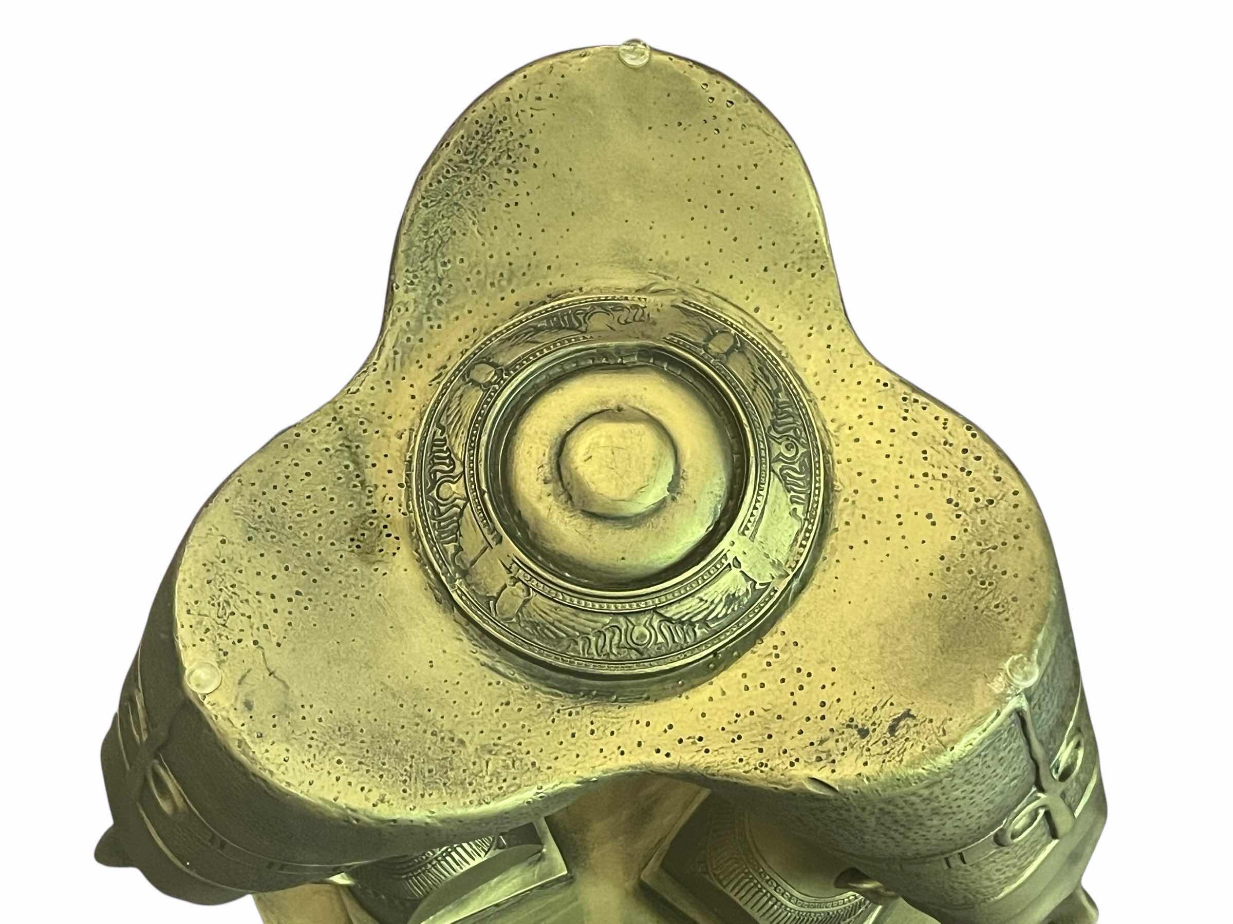 Photo 1 of EGYPTIAN QUEEN NEFERTITI TRIPLE BUST RESIN BASE ROUND GLASS TOP ACCENT TABLE 24” X 20”