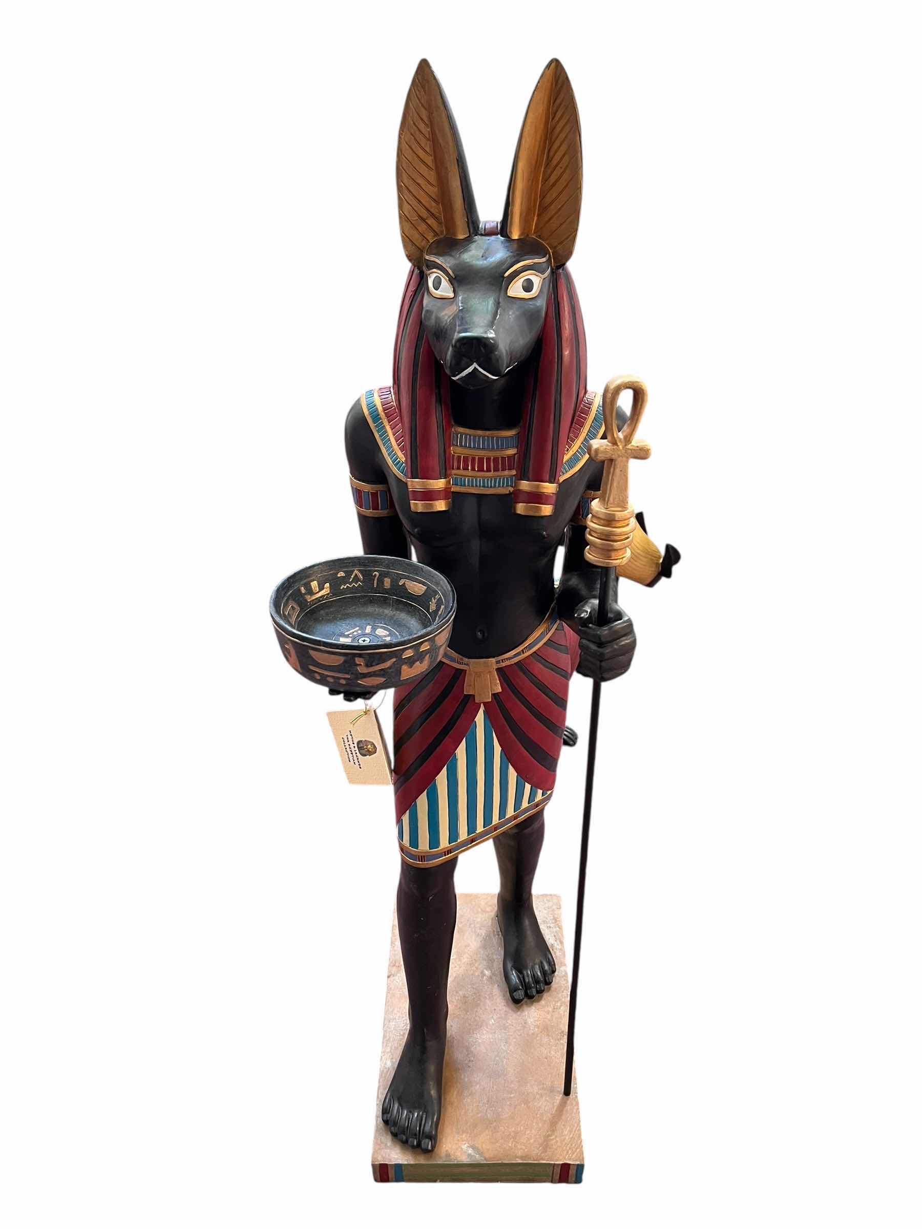 Photo 1 of ANUBIS EGYPTIAN GOD OF THE AFTERLIFE RESIN/WOOD STATUE DESIGNED & SCULPTED BY JAIMY 10” X 12.5” H35.5”