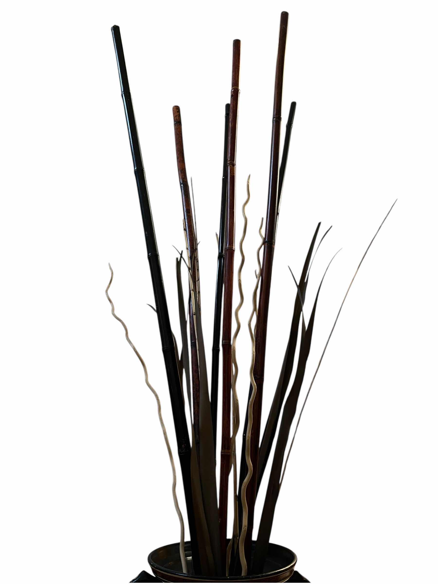 Photo 1 of GREEK HAND PAINTED CERAMIC TERRACOTTA AMPHORA VASE W BAMBOO DECOR, (READ NOTES)