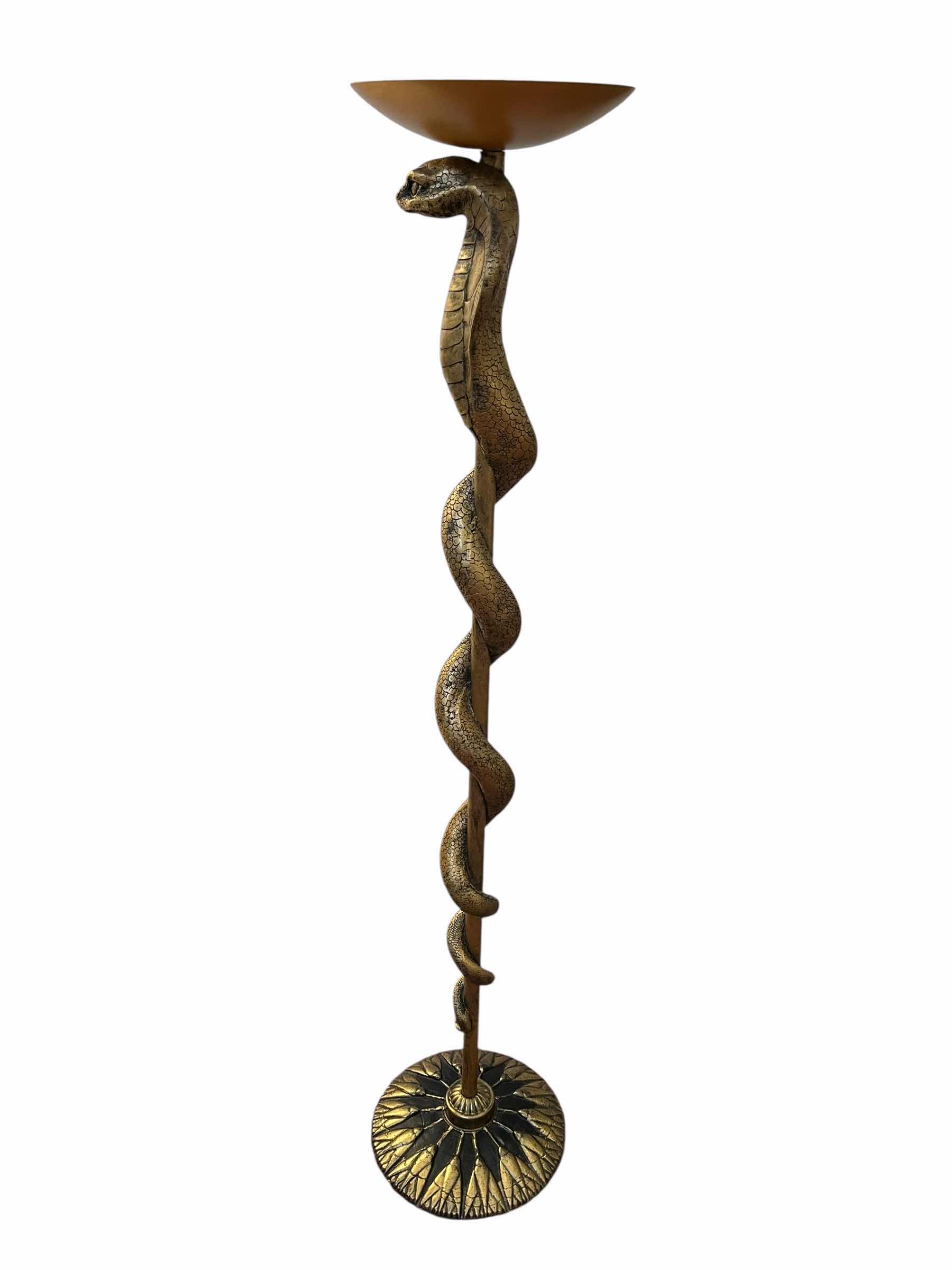 Photo 1 of COBRA BRONZE FINISH RESIN SCULPTED CANDLE HOLDER FLOOR STAND 9” X 44”