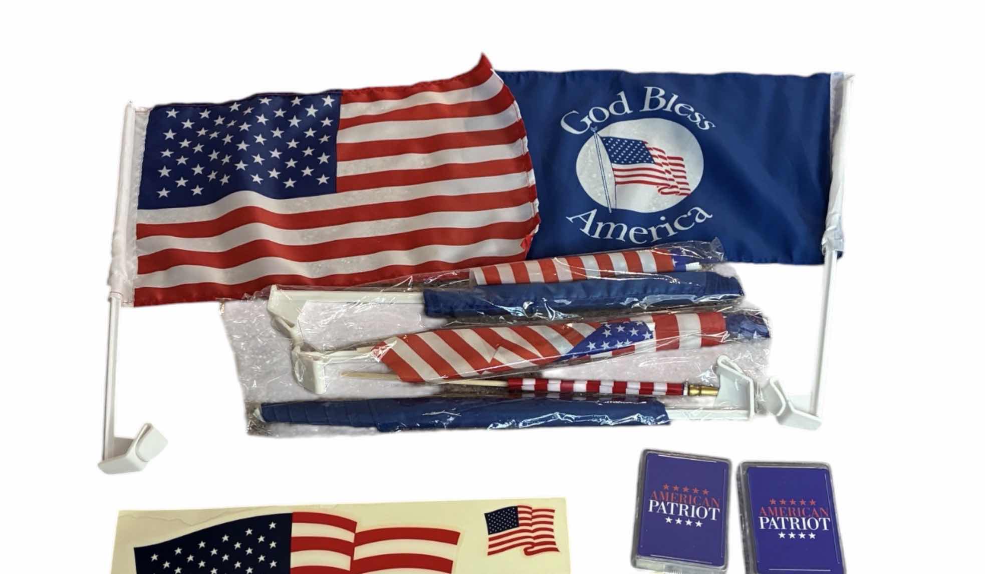 Photo 1 of AMERICAN PATRIOT SWAG– FLAG, STICKERS & PLAYING CARDS