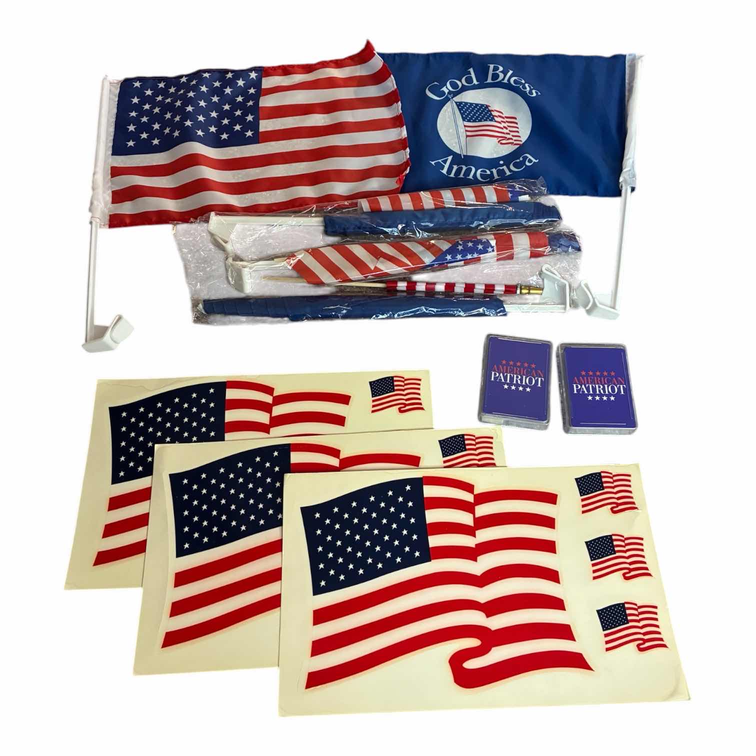 Photo 1 of AMERICAN PATRIOT SWAG– FLAG, STICKERS & PLAYING CARDS