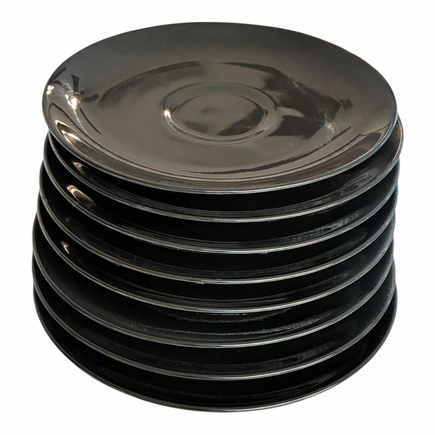 Photo 1 of MIKASA THREADS COLLECTION BLACK FINE CHINA TEA SAUCERS (8) $80