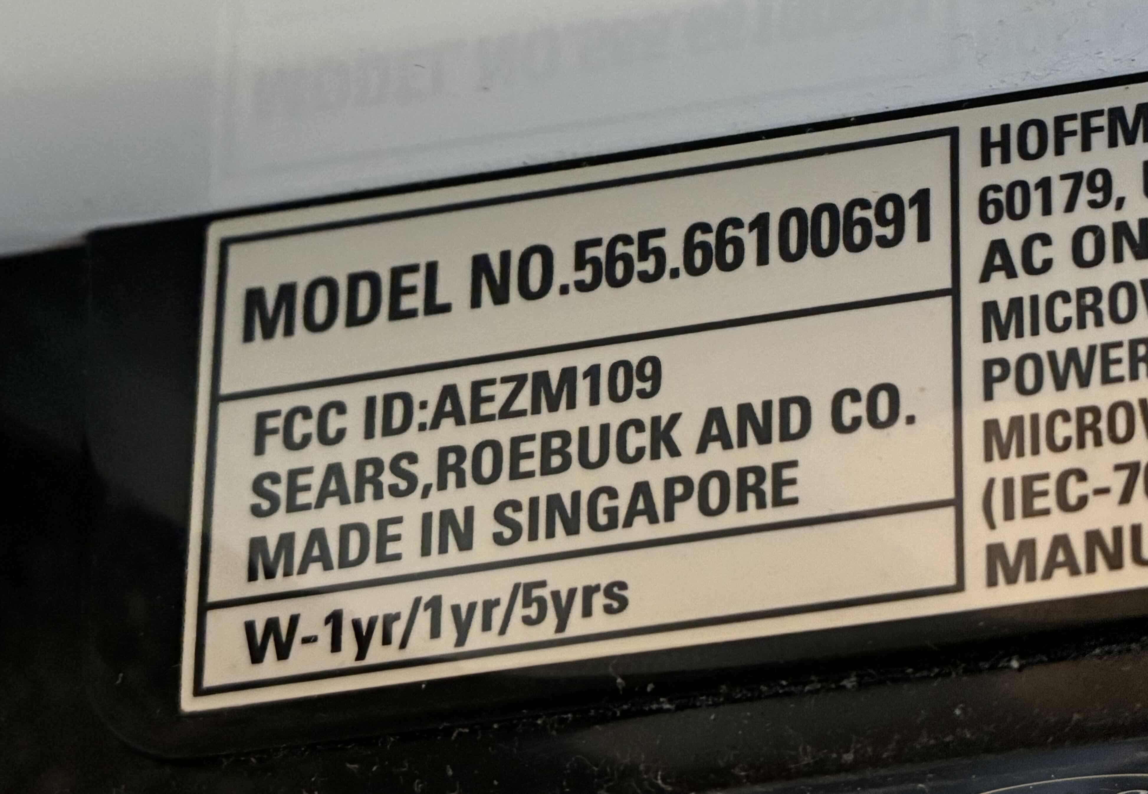 Photo 1 of KENMORE BLACK MICROWAVE NO.565.66100691