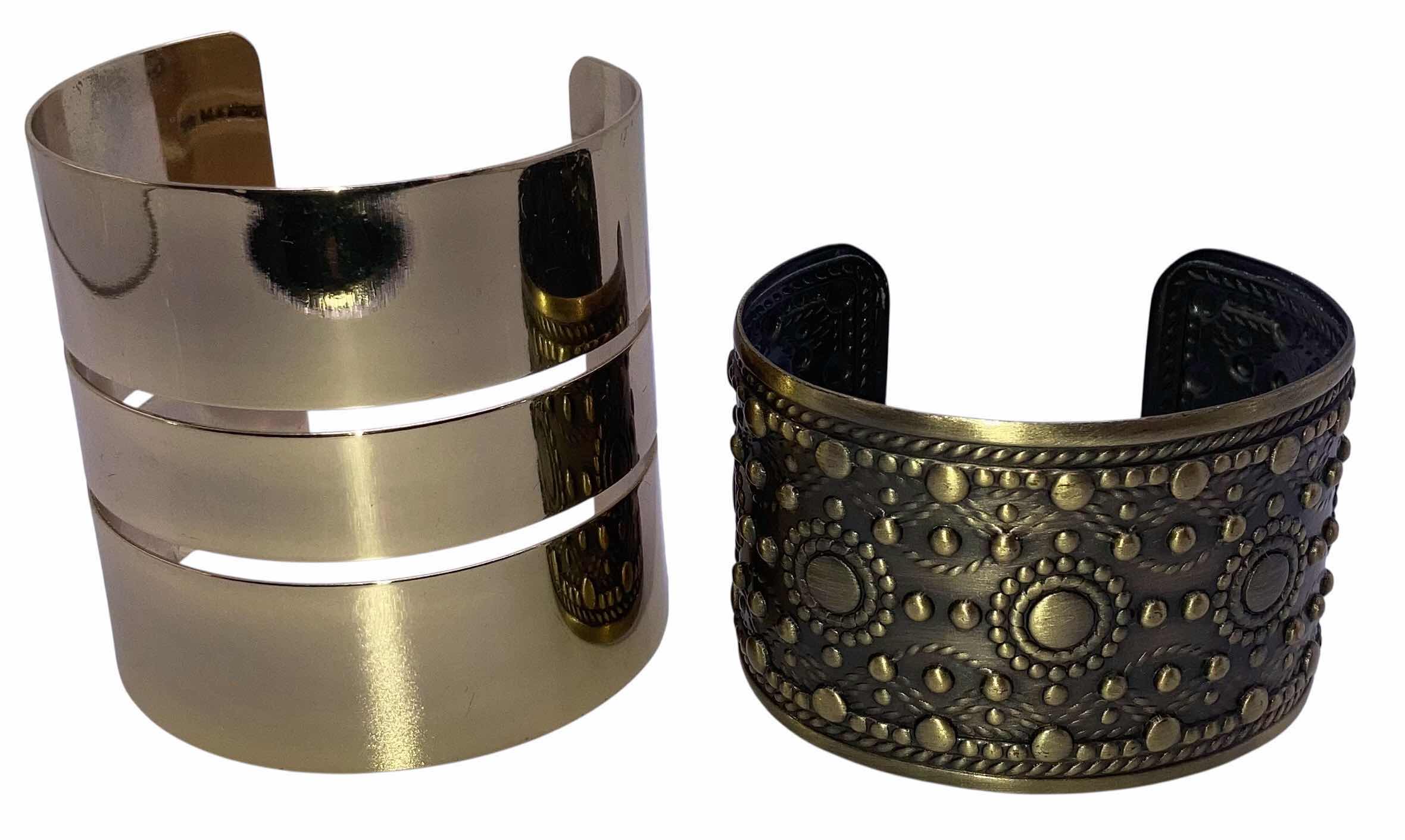 Photo 1 of GOLD & BRASS FINISH CUFF BRACELETS (2) 2.5” $40
