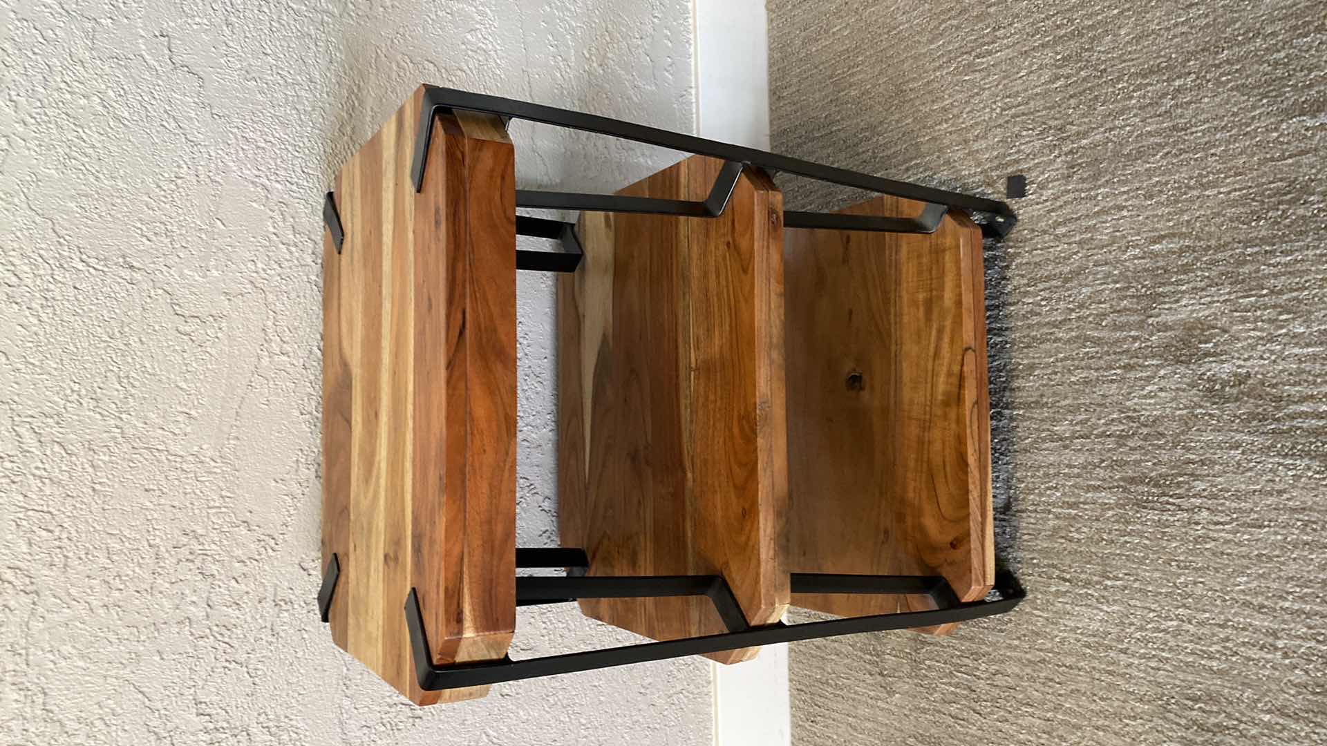 Photo 2 of WOOD AND METAL 3 SHELF TABLE 20“ x 17“ H 27”