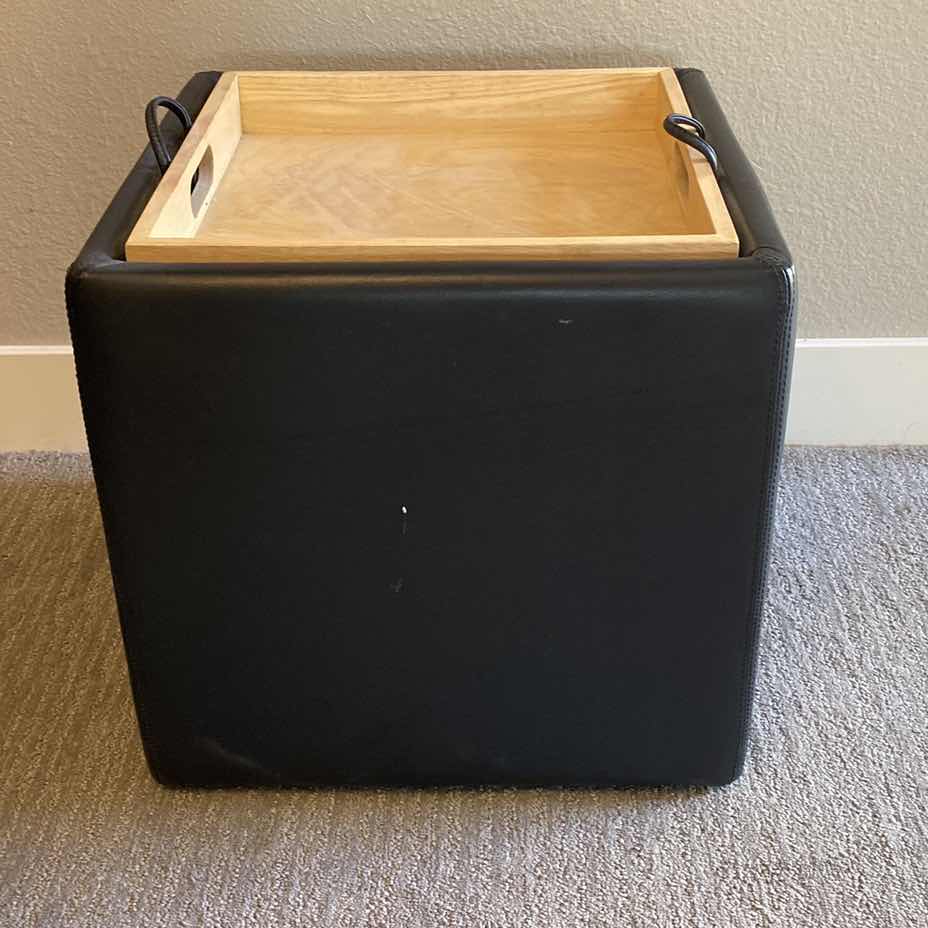 Photo 1 of BLACK BONDED STORAGE TABLE WITH REMOVABLE TRAY 19” x 18”