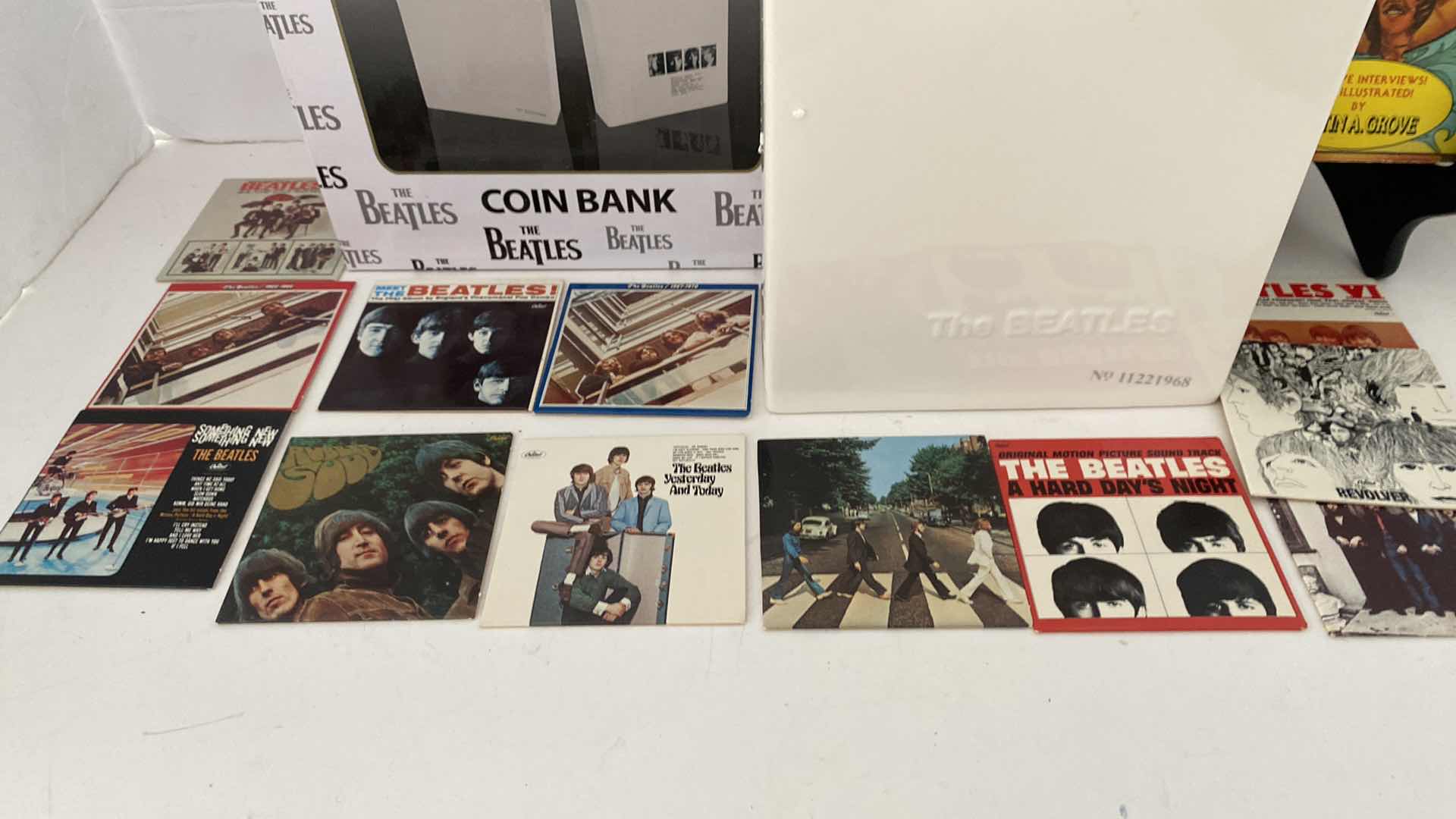 Photo 2 of BEATLES NUMBERED LIMITED EDITION BANK AND MUNIATURE ALBUM COLLECTION