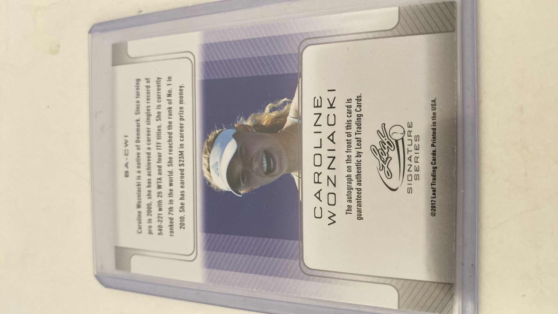 Photo 3 of 2017 Leaf Signature Auto Green #CW1 Caroline Wozniacki PSA 5 (Top Pop, Pop 1)