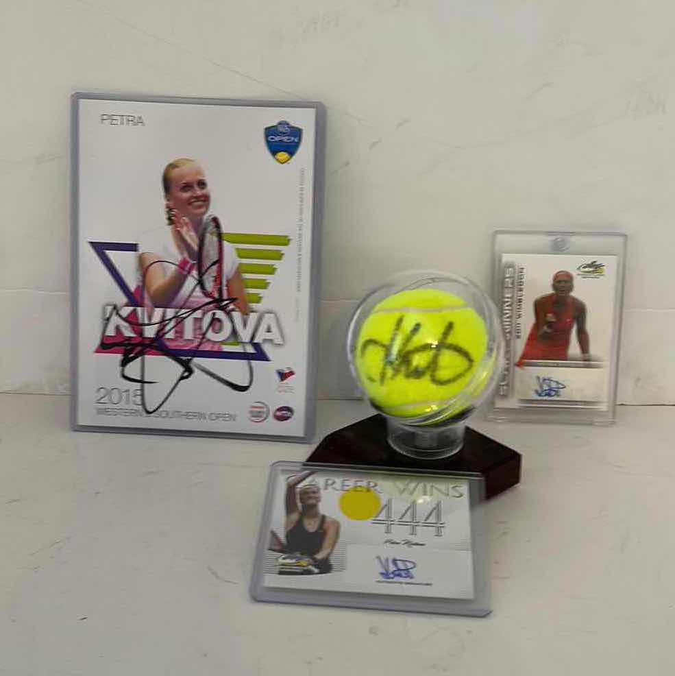 Photo 1 of TENNIS COLLECTIBLES- AUTOGRAPHED BALL AND PHOTO CARDS “”KVITOVA”