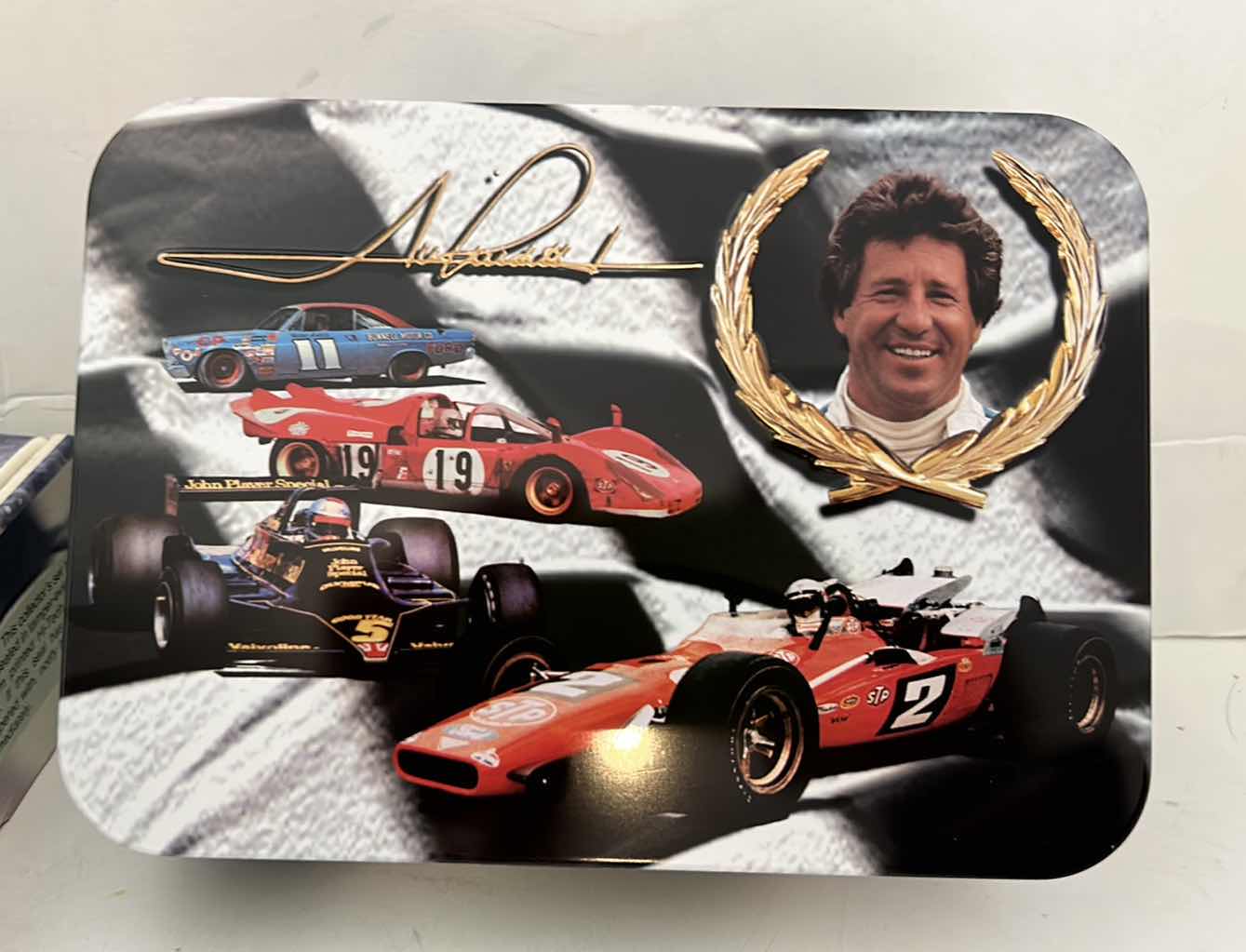 Photo 5 of 3 CAR RACING COLLECTIBLES- MARIO ANDRETTI CARDS IN TIN, MICHAEL SCHUMACHER, DALE EARNHARDT