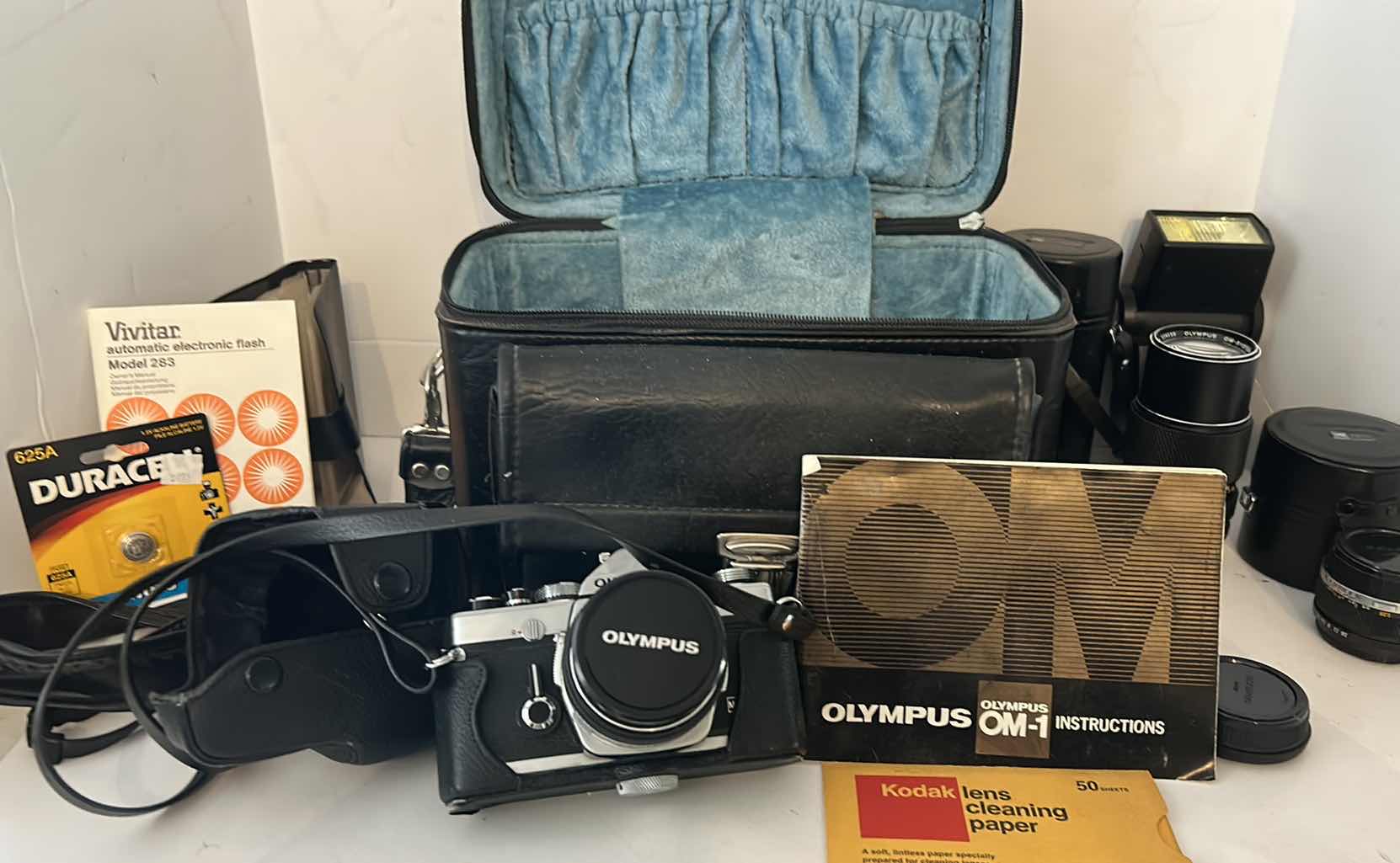 Photo 1 of VINTAGE OLYMPUS CAMERA, CASE, LENSES AND ACCESSORIES