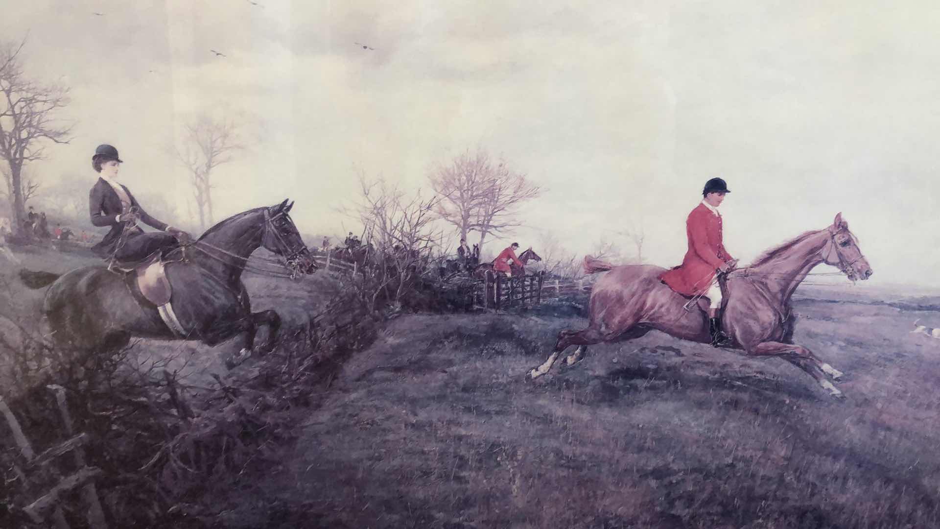 Photo 2 of FOX HUNTING MATTED PRINT 38” X 27”