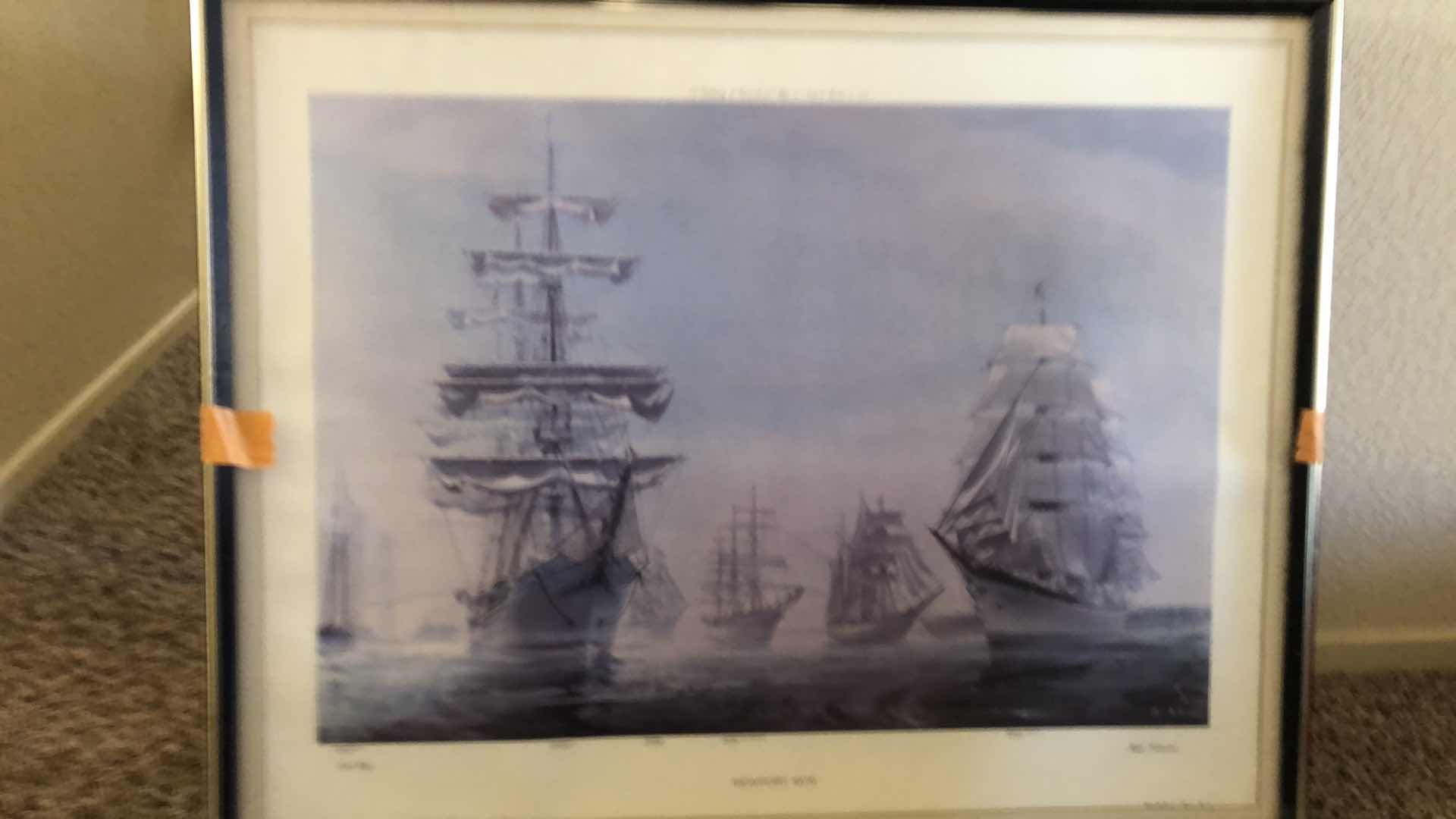 Photo 1 of NEWPORT HARBOR SHIP PRINT 1976 29”  X 24”