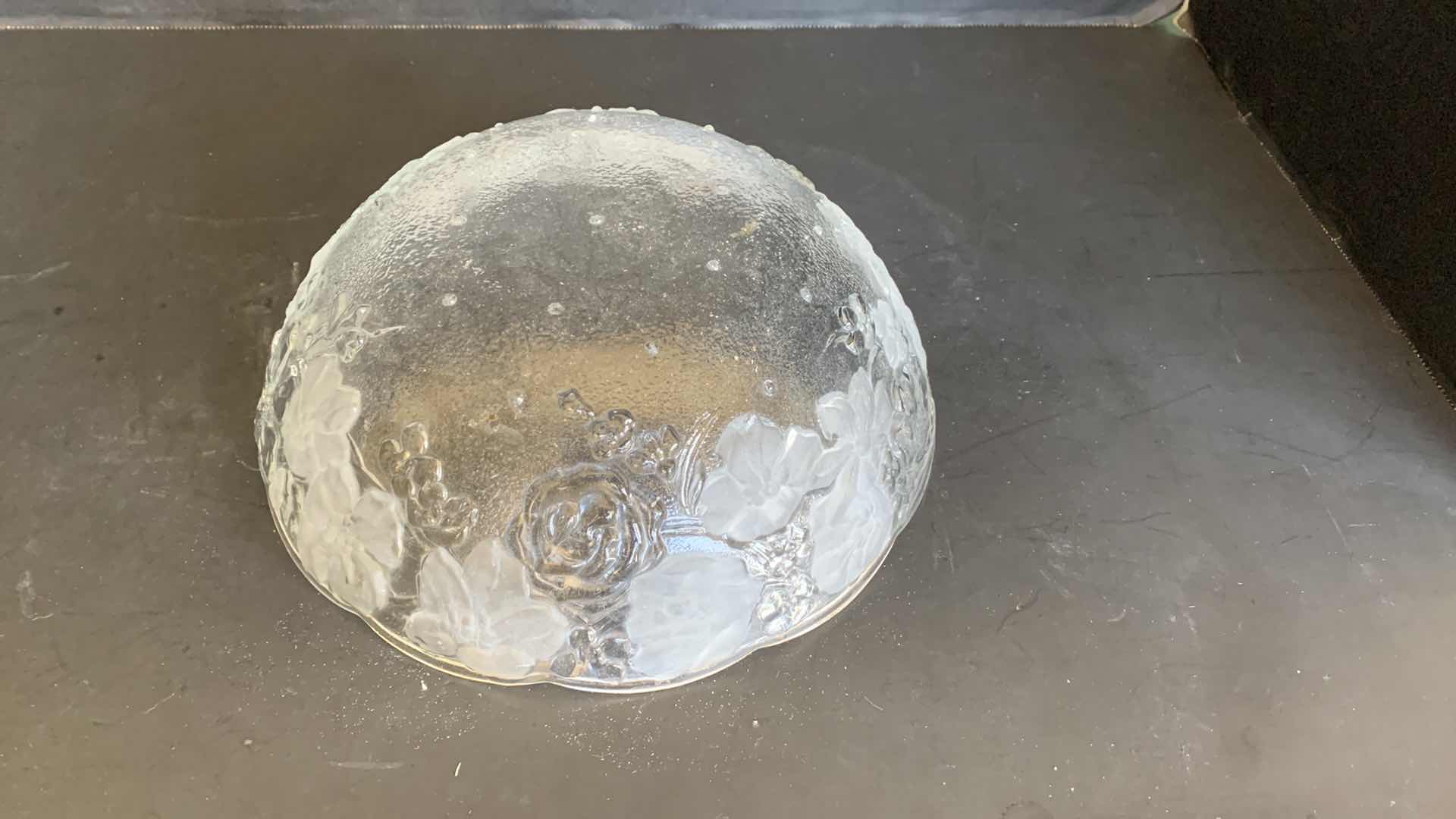 Photo 3 of GLASS BOWL WITH FROSTED ROSES 9"