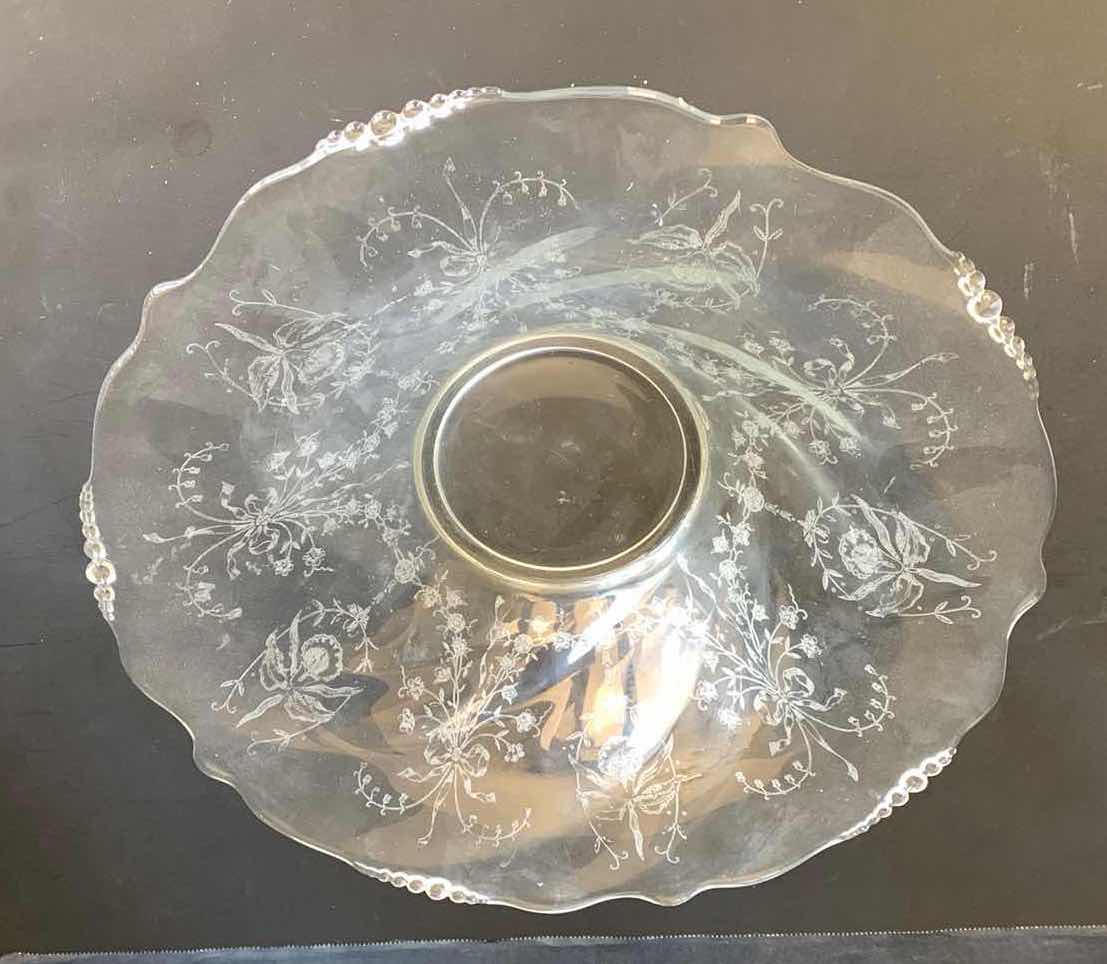 Photo 1 of 1940’s HEISEY ELEGANT DEPRESSION GLASS BOWL ORCHID ETCHED WAVERLY