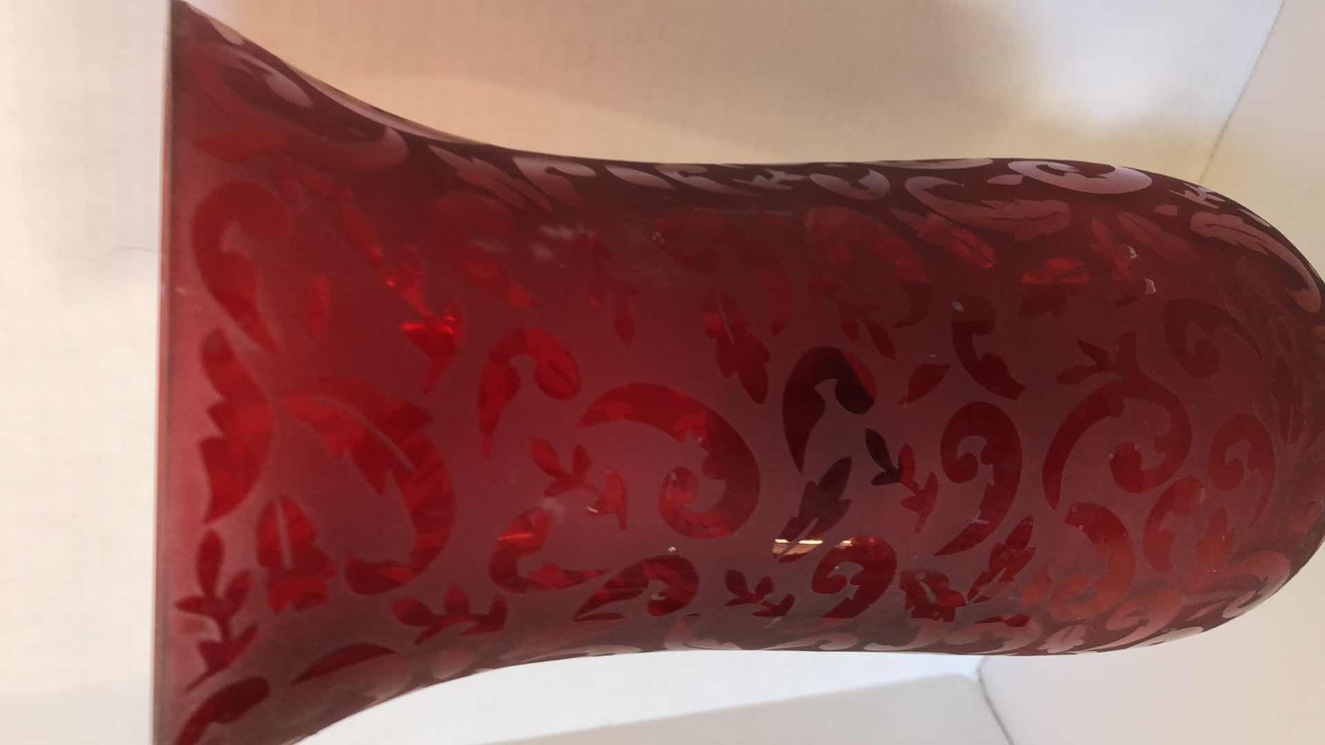 Photo 2 of RED GLASS CANDLE H 18”