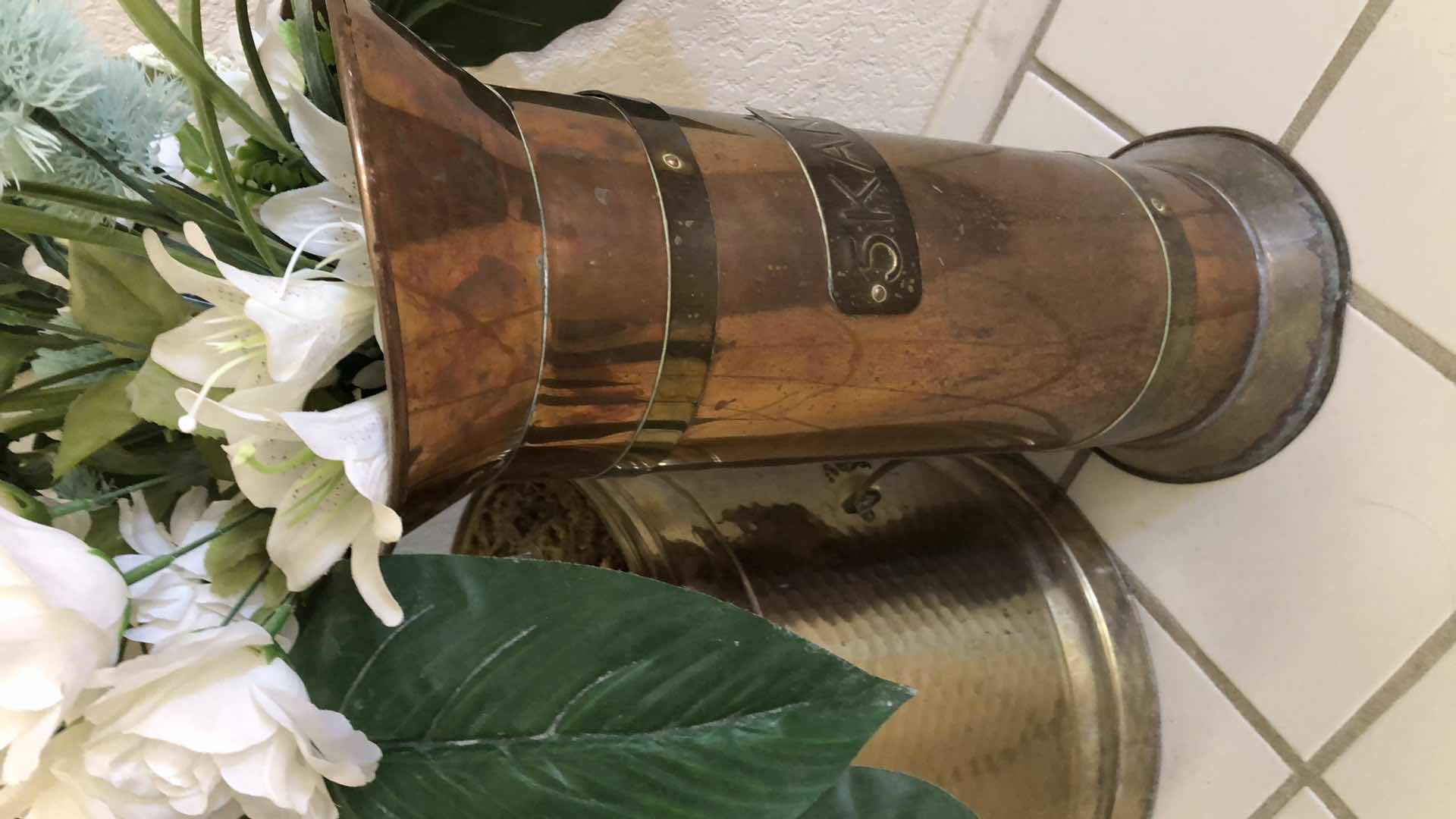 Photo 2 of FAUX PLANTS WITH BRASS VASES