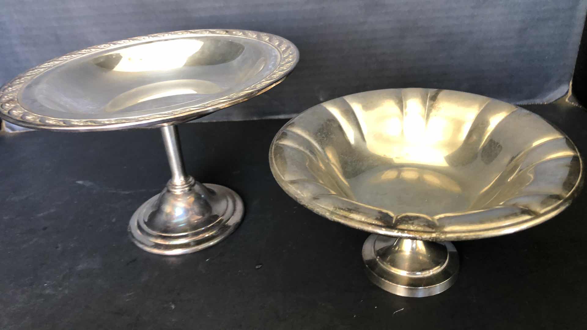 Photo 1 of 2-SILVER-PLATED PEDESTAL BOWLS