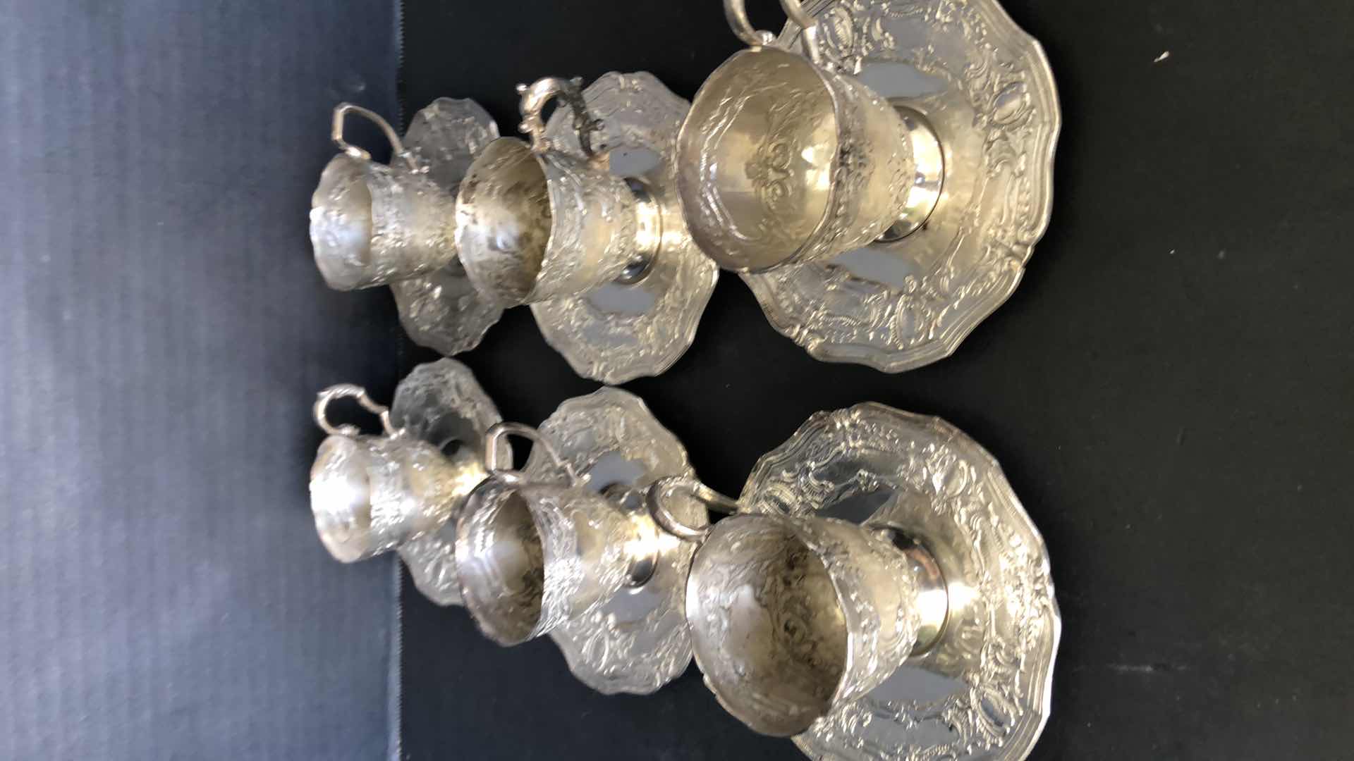 Photo 1 of 6-VINTAGE SILVER CUPS & SAUCERS