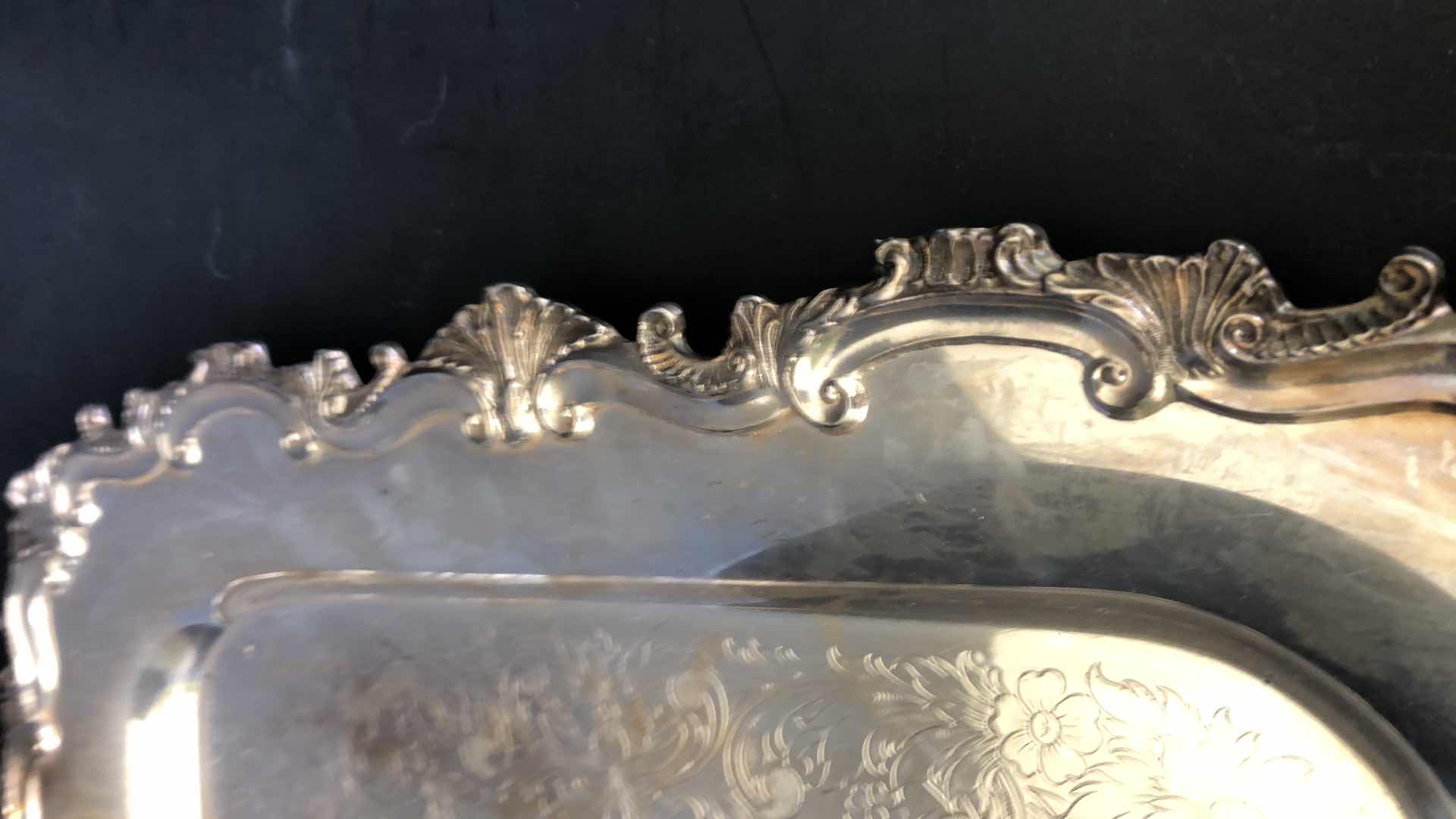 Photo 2 of SILVER PLATED SERVING TRAY 16” WIDE