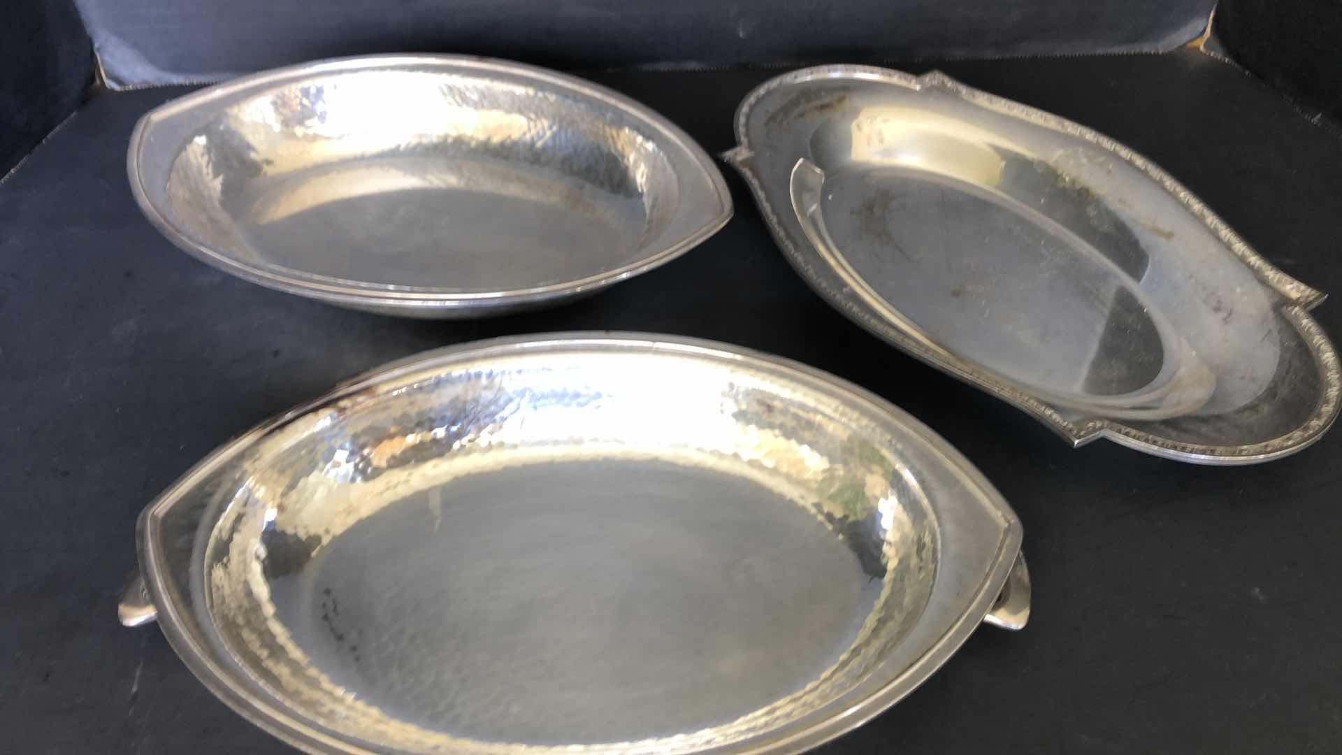 Photo 1 of SILVER PLATED SERVING BOWLS, TWO WERE HAND BEATEN