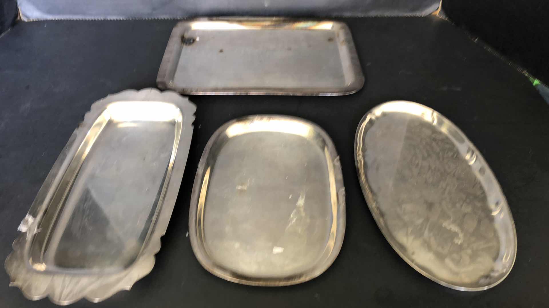 Photo 1 of 4-SILVER PLATED SERVING TRAYS