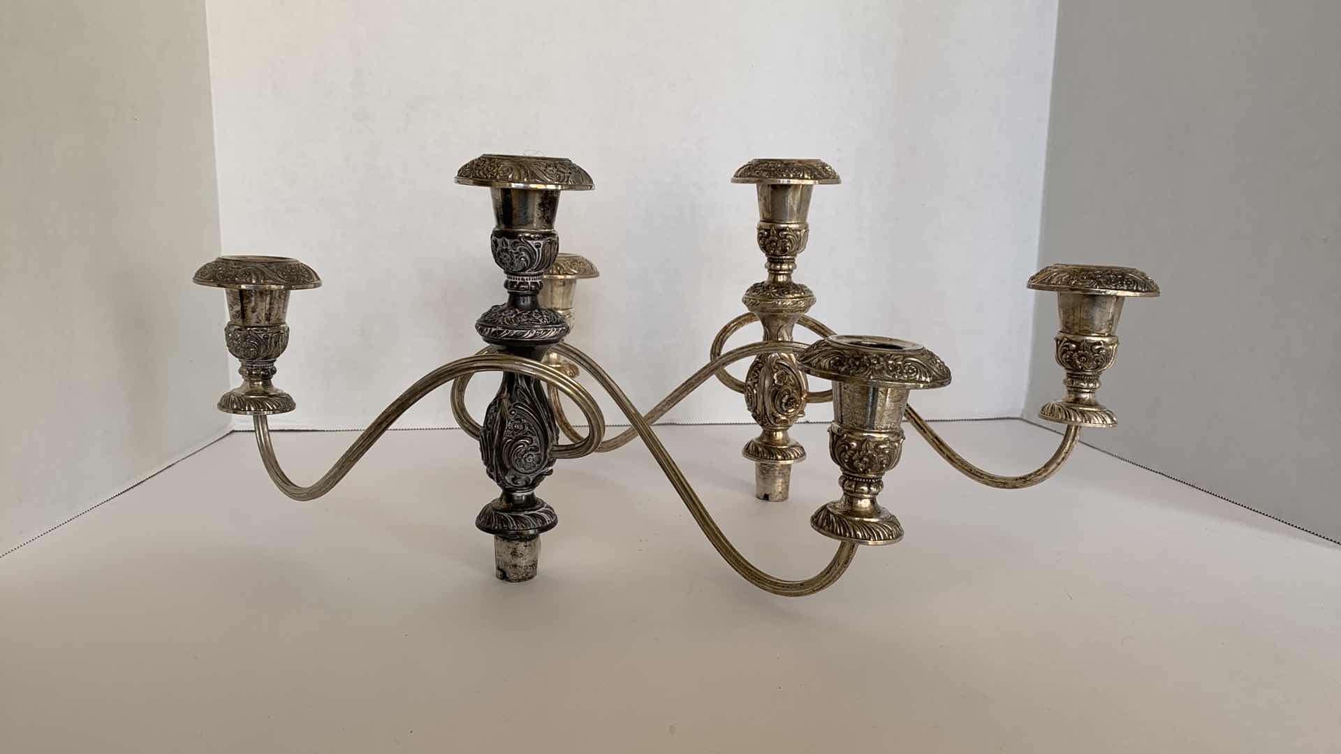 Photo 2 of 2 - SILVER PLATED CANDELABRAS