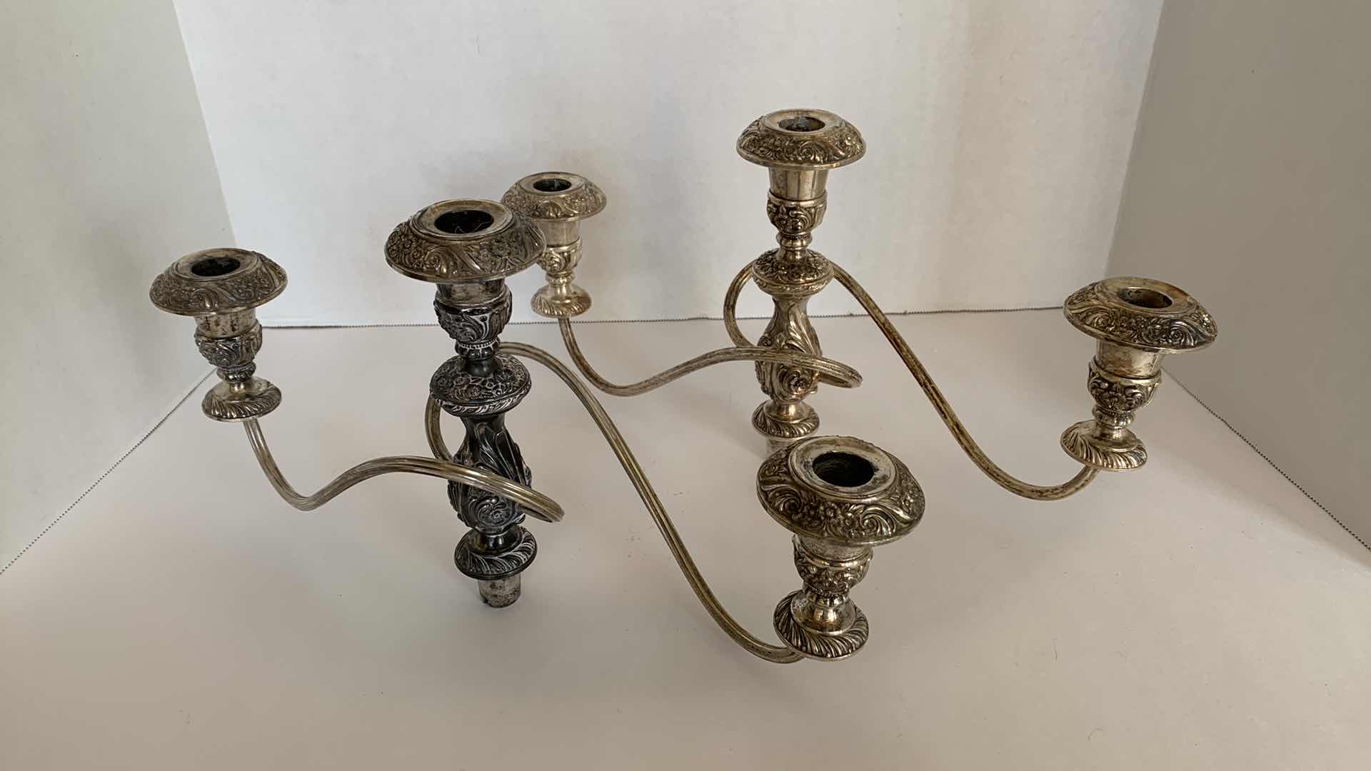 Photo 1 of 2 - SILVER PLATED CANDELABRAS