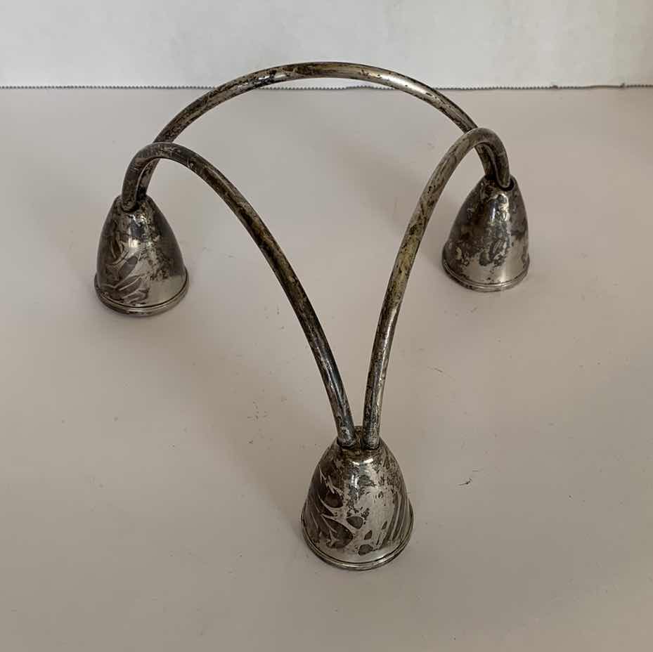 Photo 3 of STERLING DUTCH SILVER WEIGHTED 3 STICK CANDELABRA