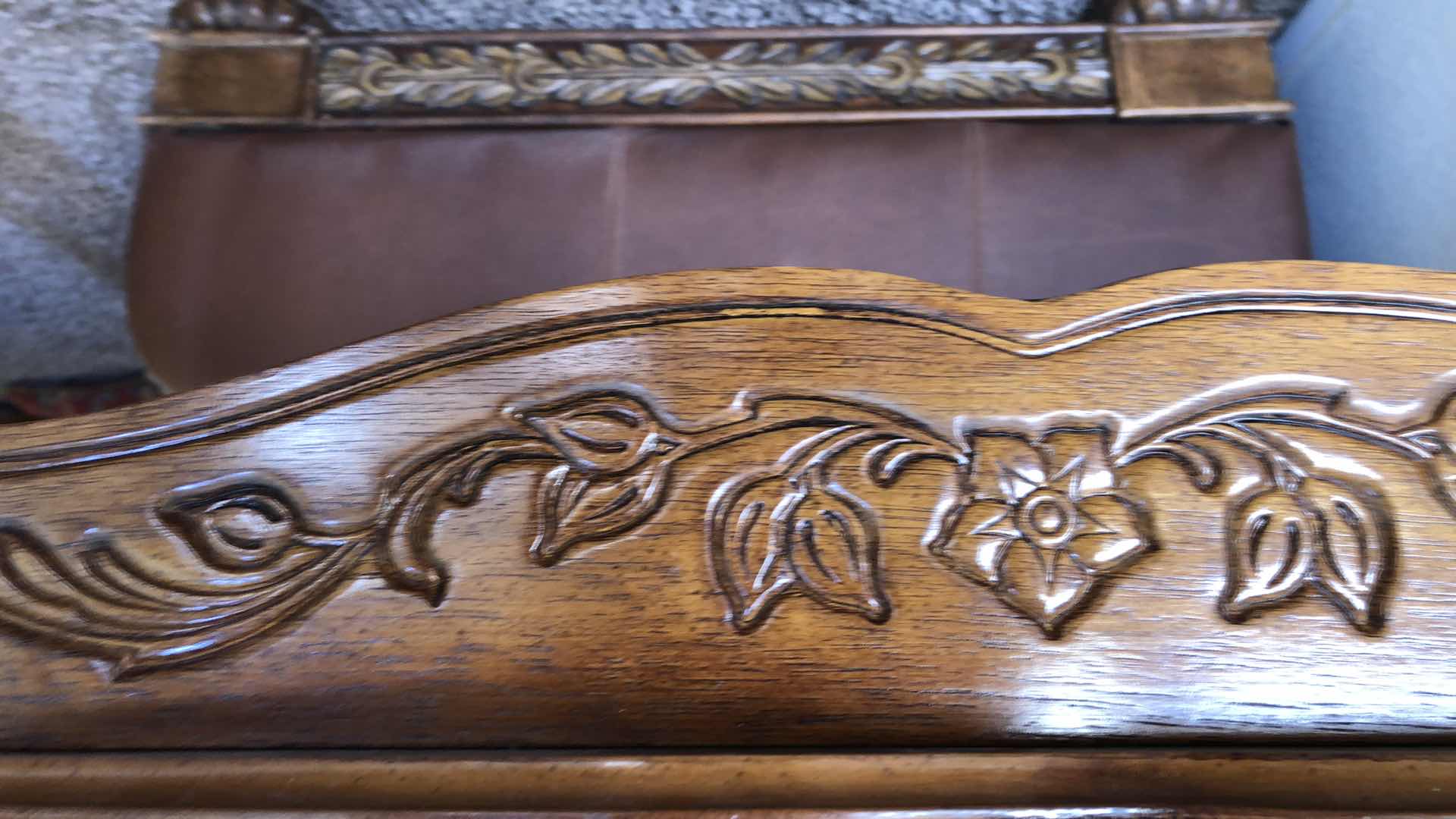 Photo 2 of MAHOGANY CONSOLE TABLE W GLASS INSERTS 52” X 15” H27”