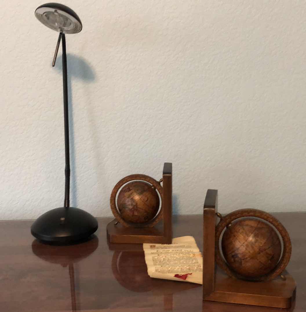 Photo 1 of WOODEN GLOBES AND DESK LAMP