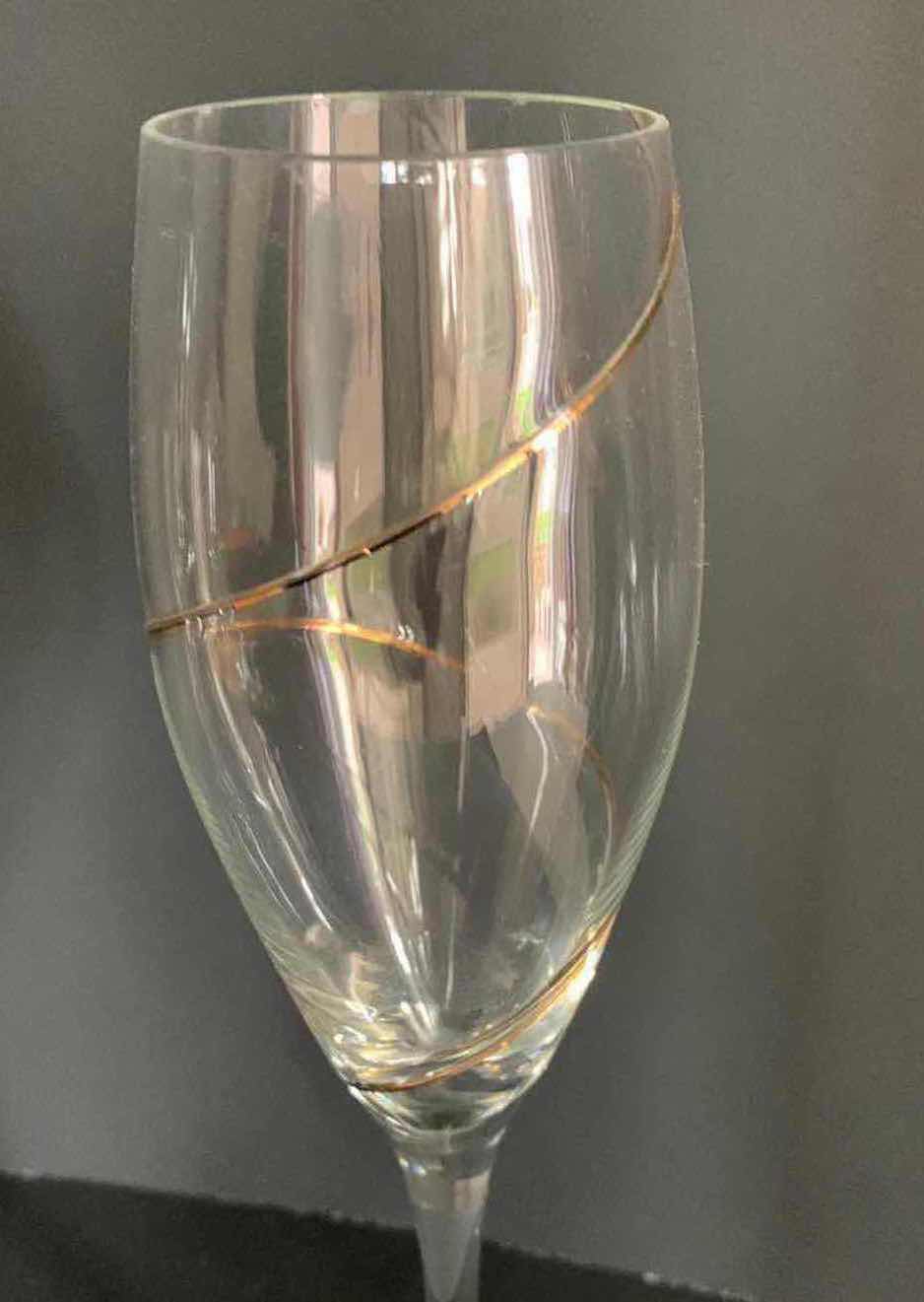 Photo 2 of 3 CHAMPAGNE FLUTES WITH GOLD SWIRL