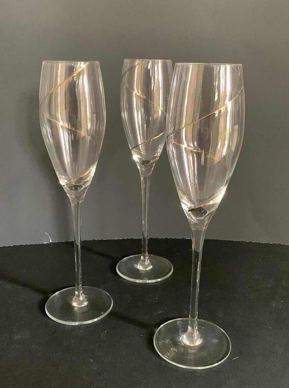 Photo 1 of 3 CHAMPAGNE FLUTES WITH GOLD SWIRL