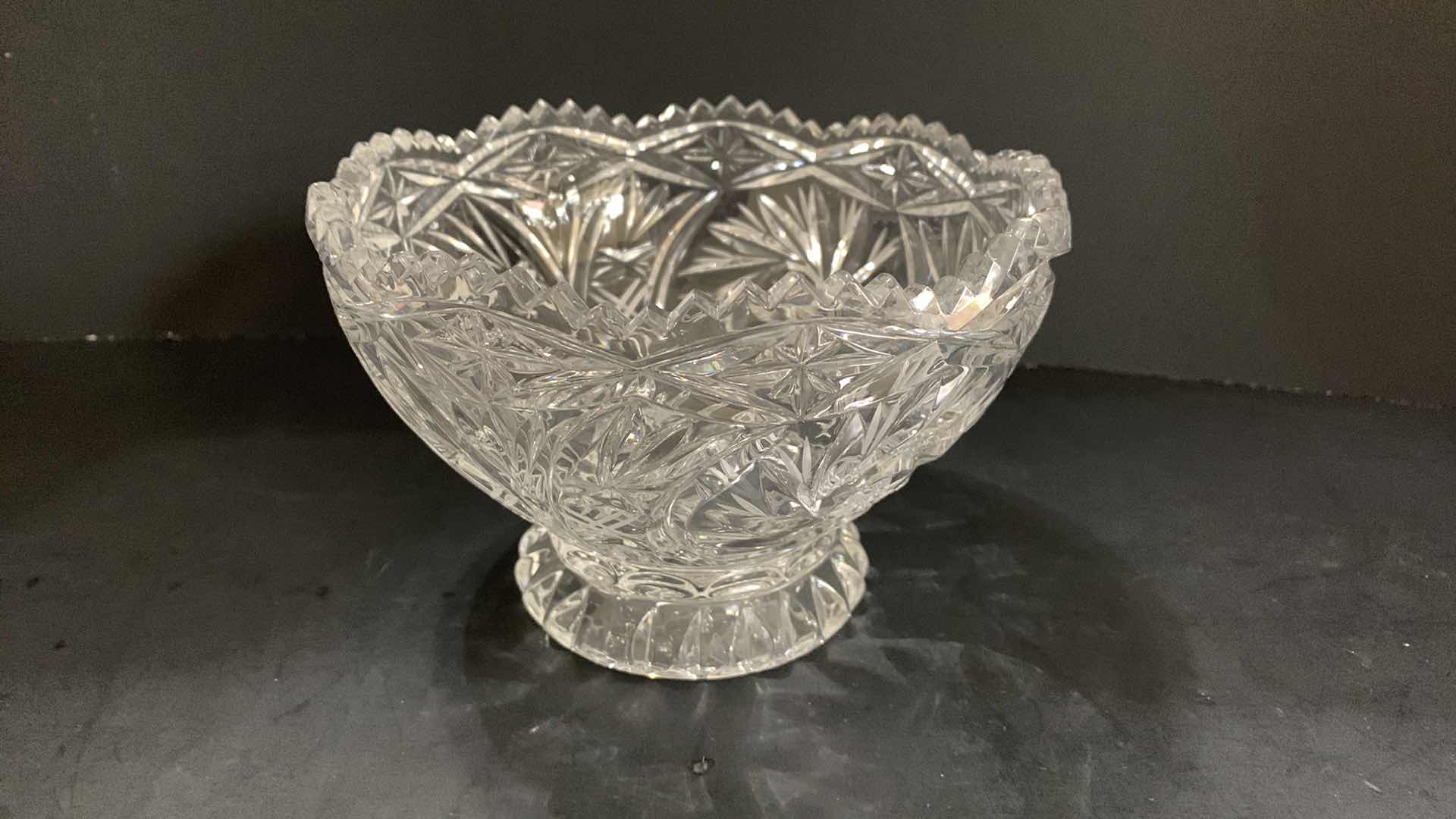 Photo 1 of 6.5” CRYSTAL PINWHEEL SAWTOOTH RIMMED CANDY DISH