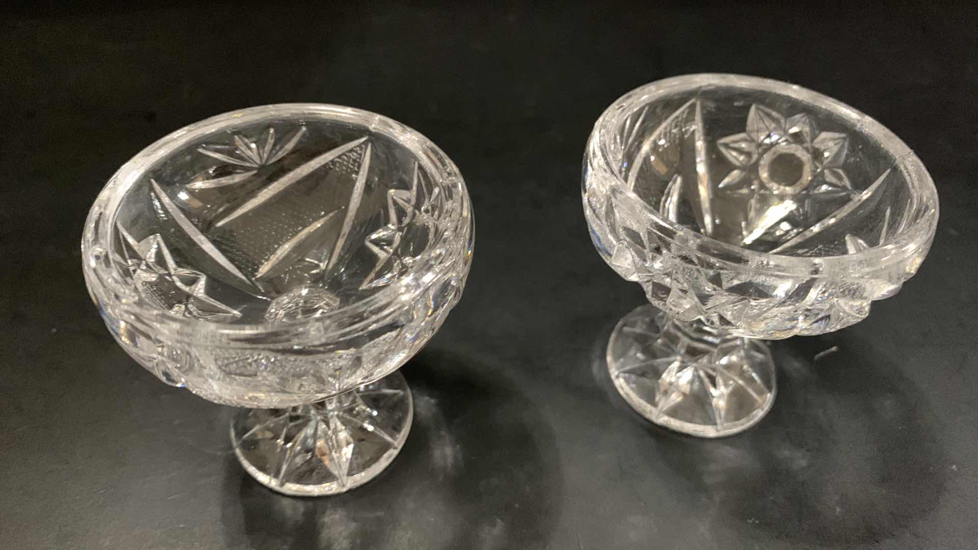 Photo 2 of SET OF 2 GLASS PEDESTAL SALT CELLARS