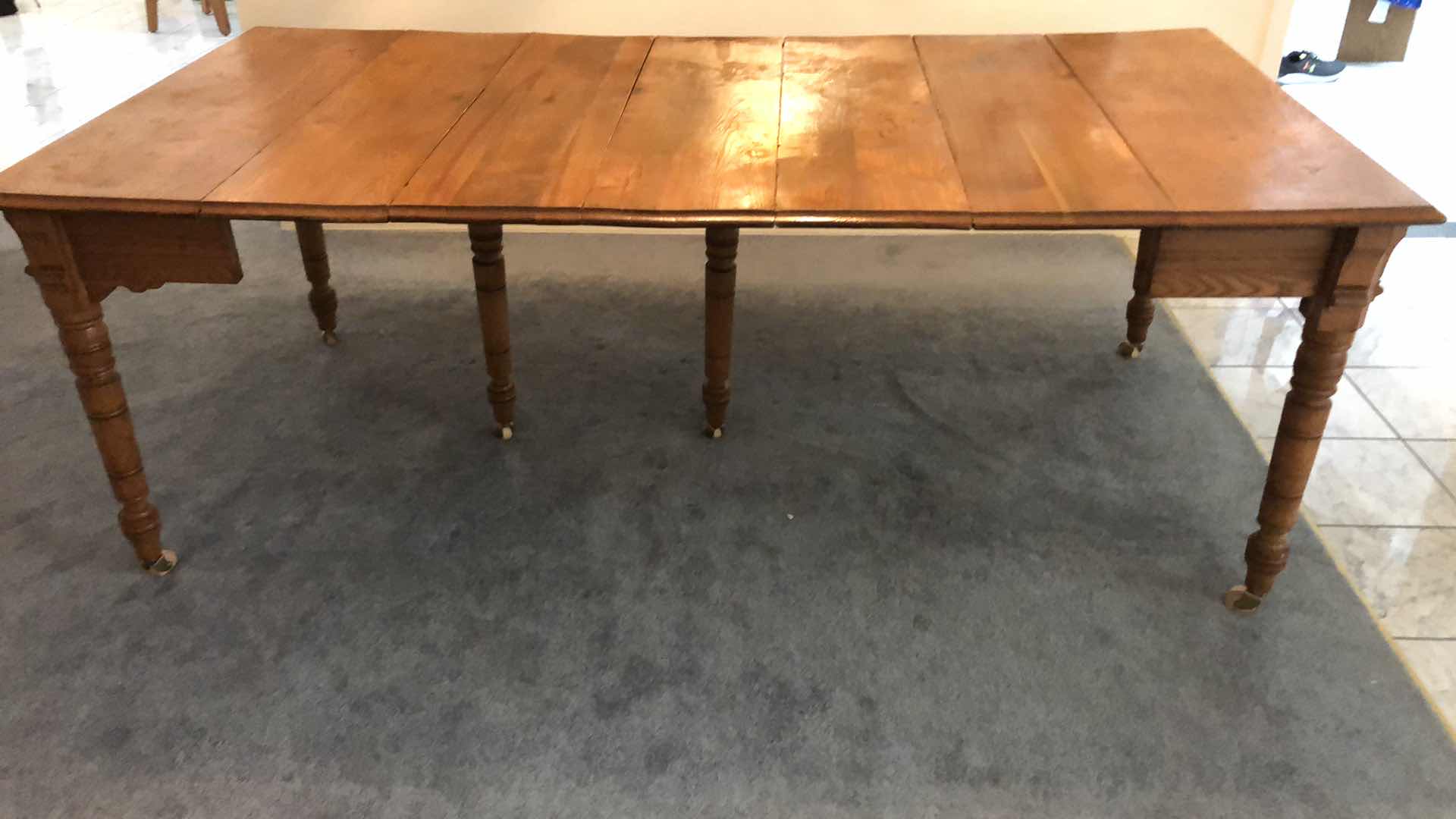 Photo 1 of EARLY 20TH CENTURY OAK TABLE WITH 5 LEAVES 81” X41” H 30”