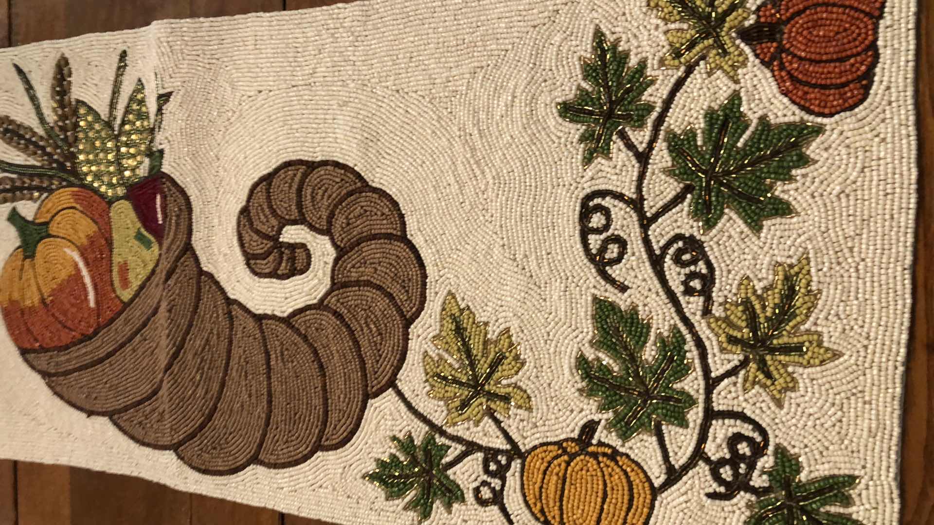 Photo 3 of THANKSGIVING DECOR WITH BEADED TABLE RUNNER IS 36”