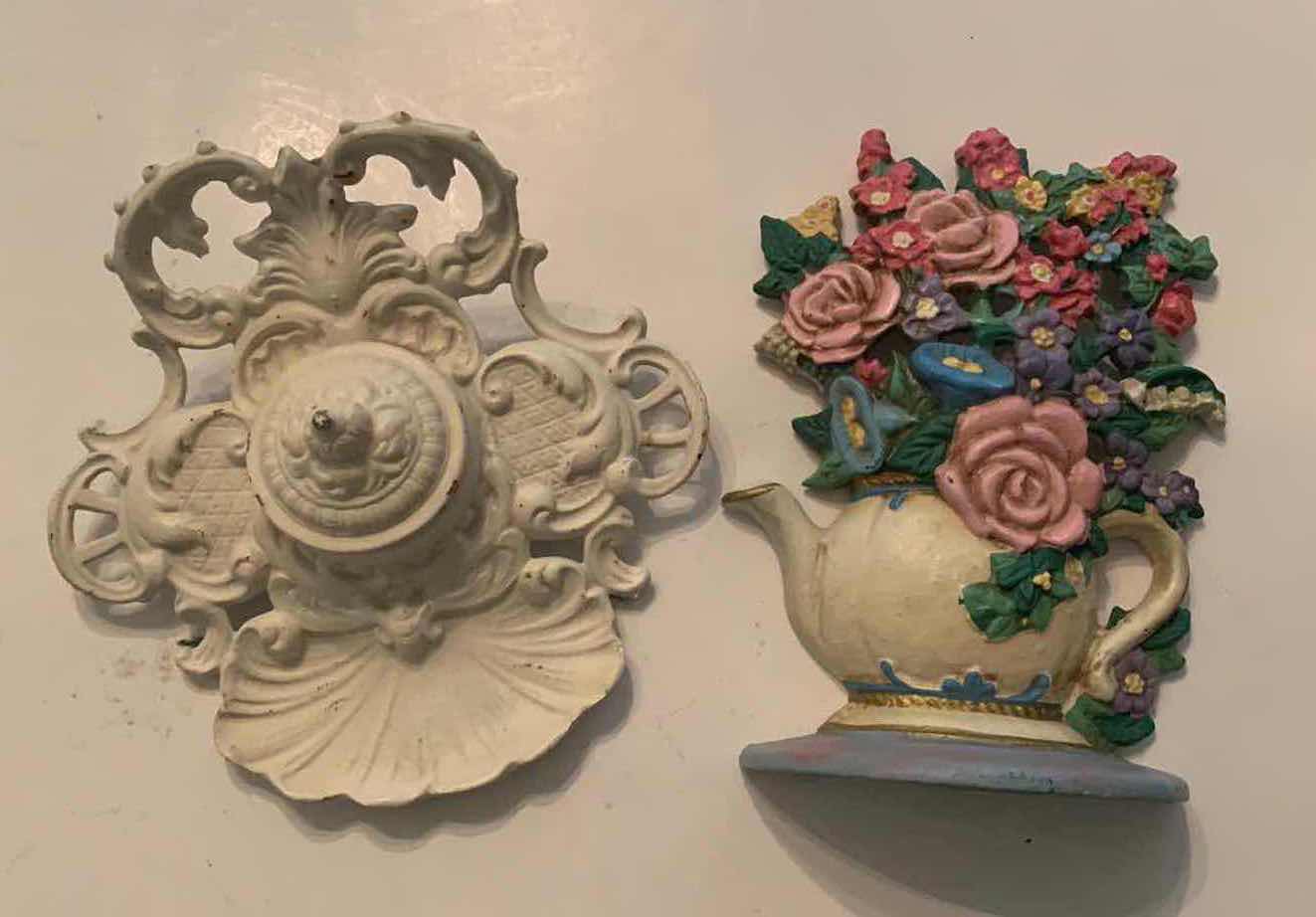 Photo 1 of CAST IRON INK WELL AND CAST IRON FLORAL DECOR