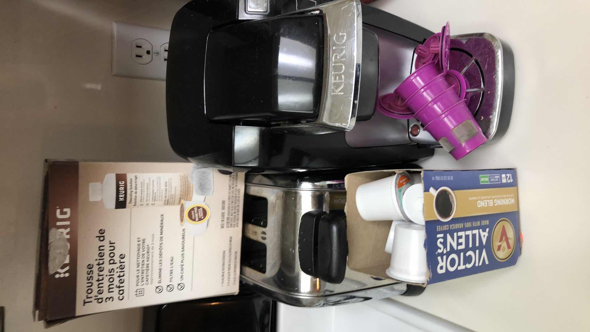 Photo 1 of KEURIG COFFEE MAKER, SUPPLIES, AND TOASTER