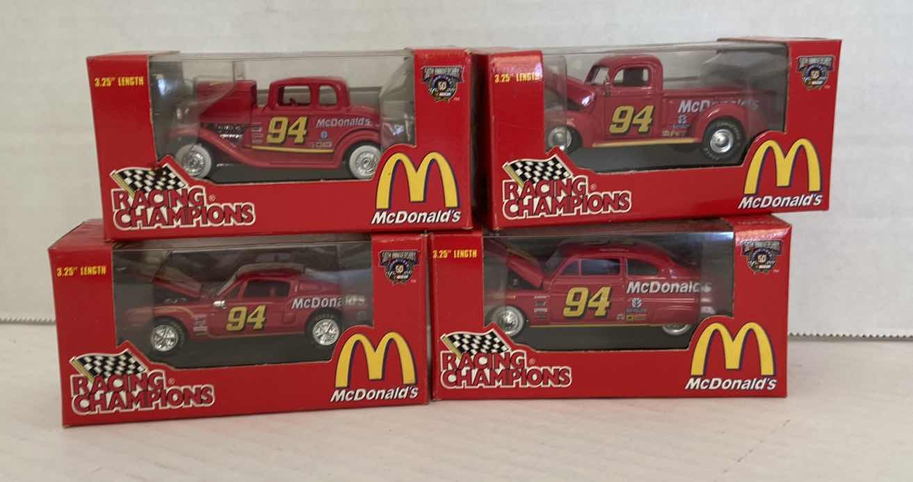 Photo 1 of McDONALDS CHAMPIONS LOT OF 4 COLLECTIBLE RED CAR 3.25” NASCAR #94 NEW