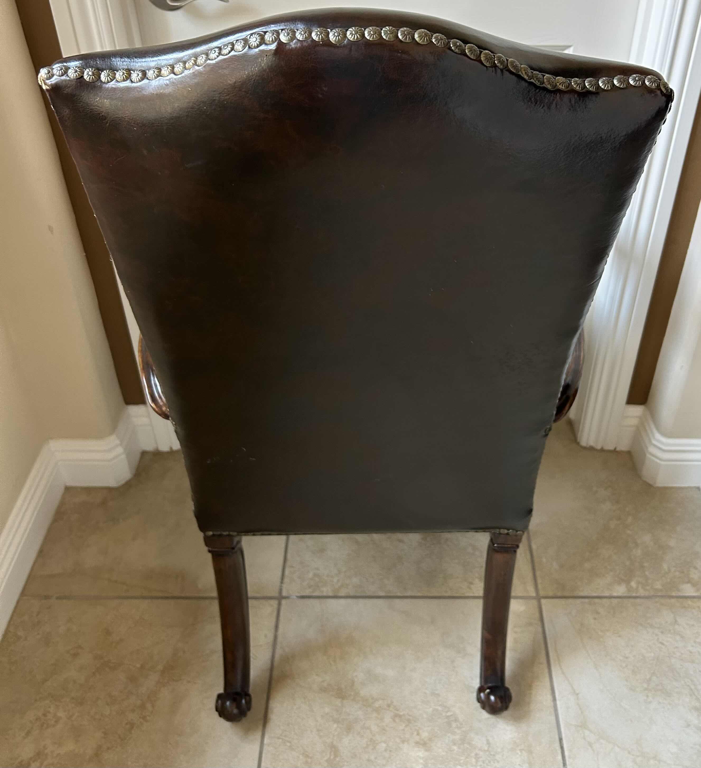Photo 6 of LEATHER DINING ARMCHAIR WITH CROSS DETAIL ON CORNER AND STUDS EMBELISHMENT 28” x 29” x 45